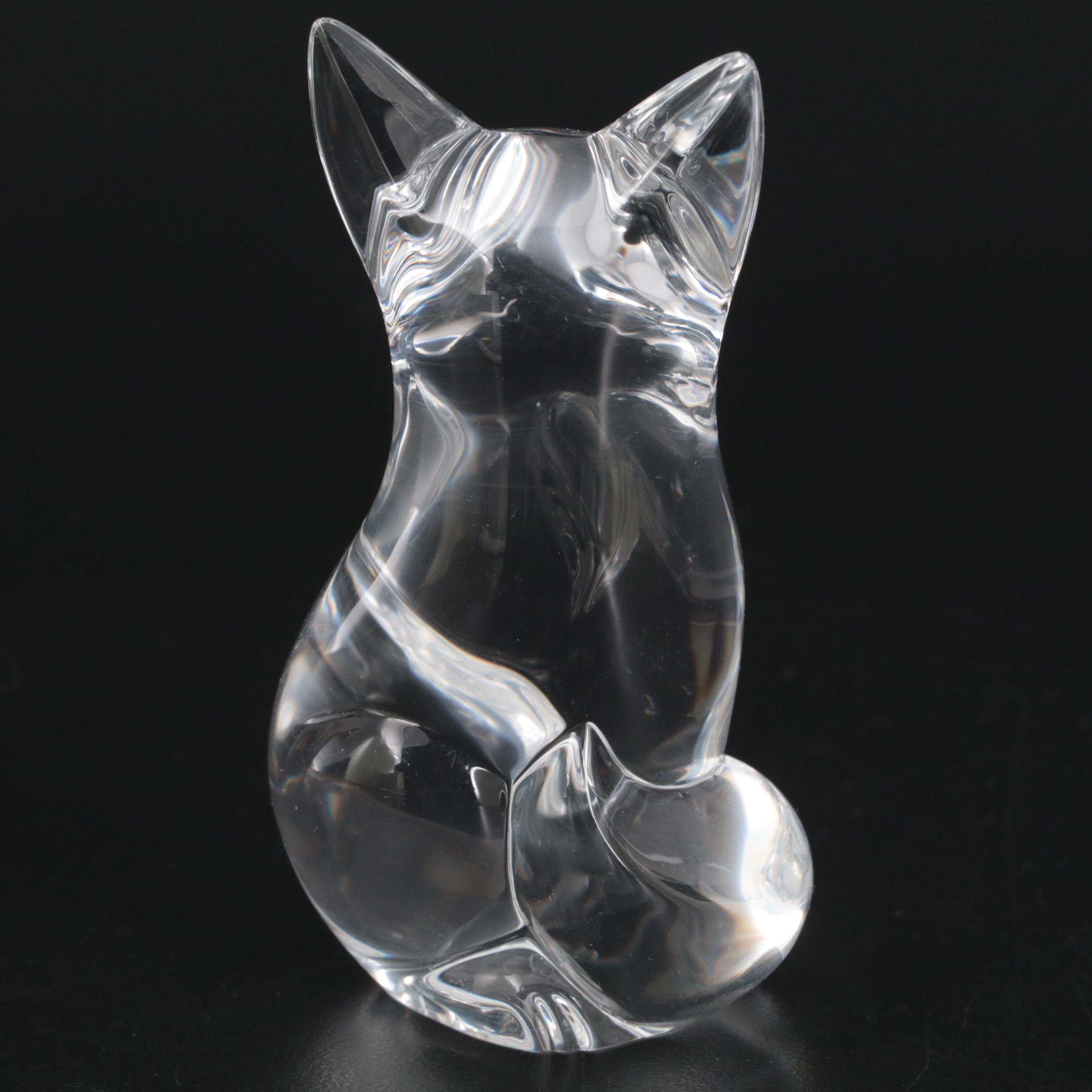 Steuben Art Glass Fox Figurine by Lloyd Atkins, Late 20th Century