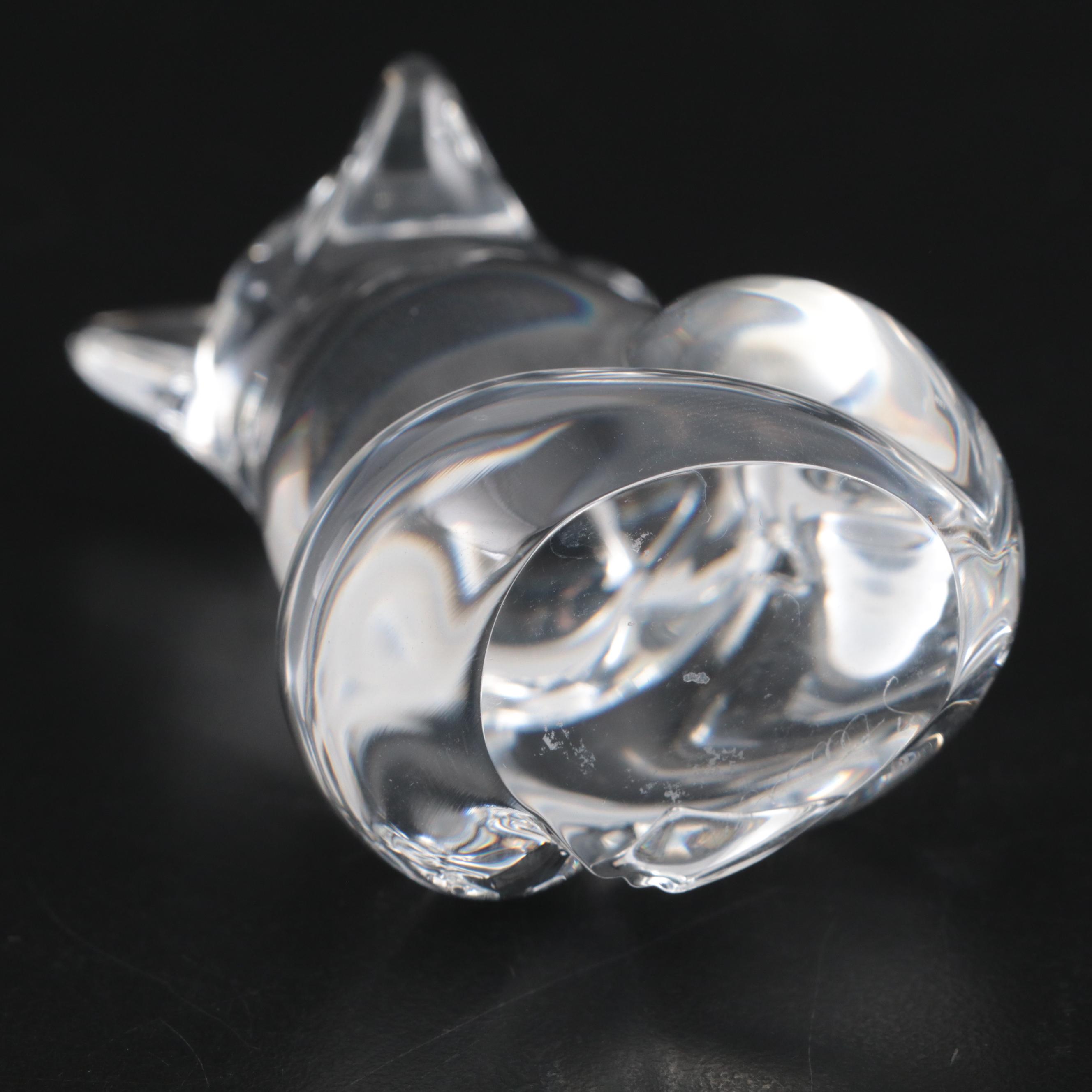 Steuben Art Glass Fox Figurine by Lloyd Atkins, Late 20th Century