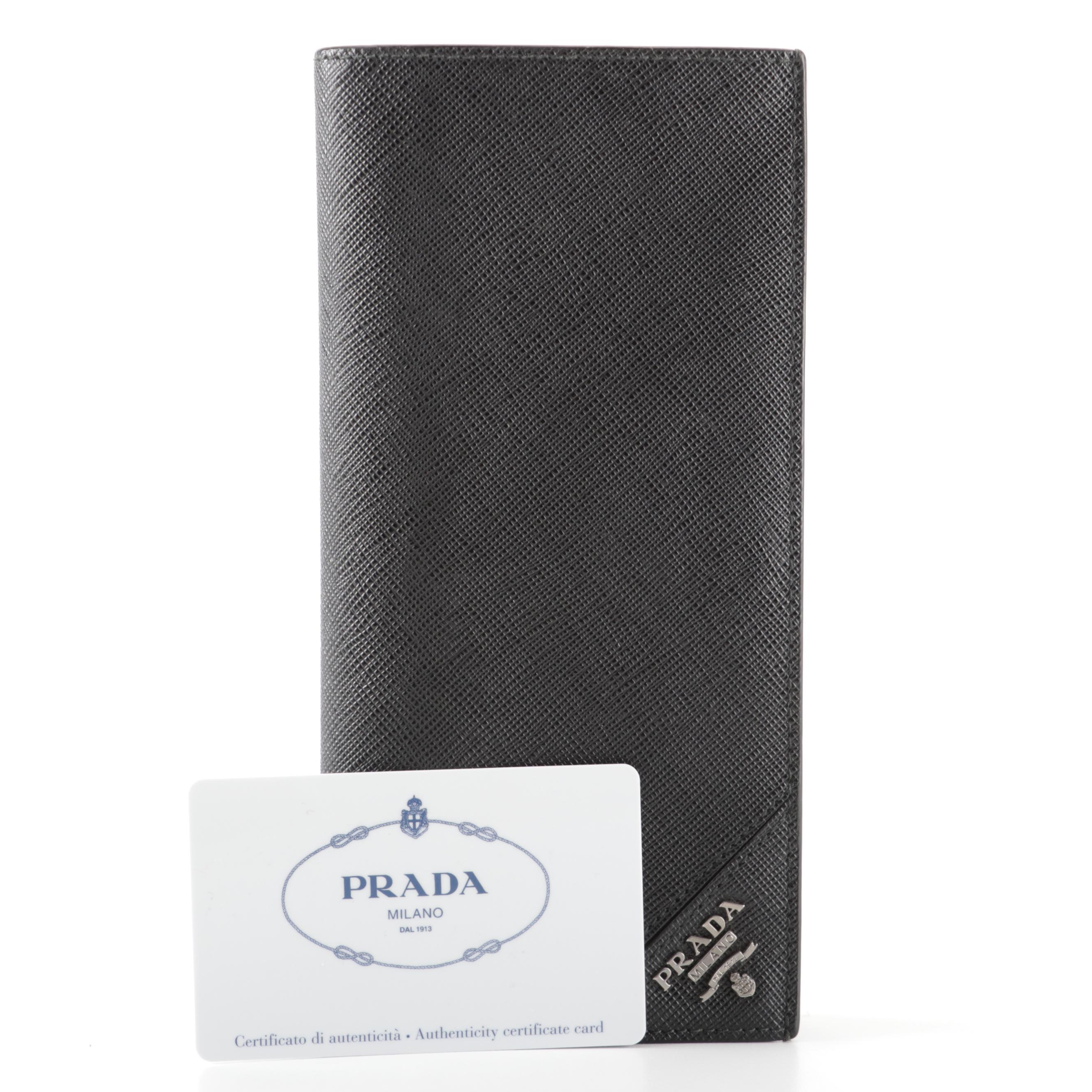 Prada Long Wallet in Nero Saffiano Leather