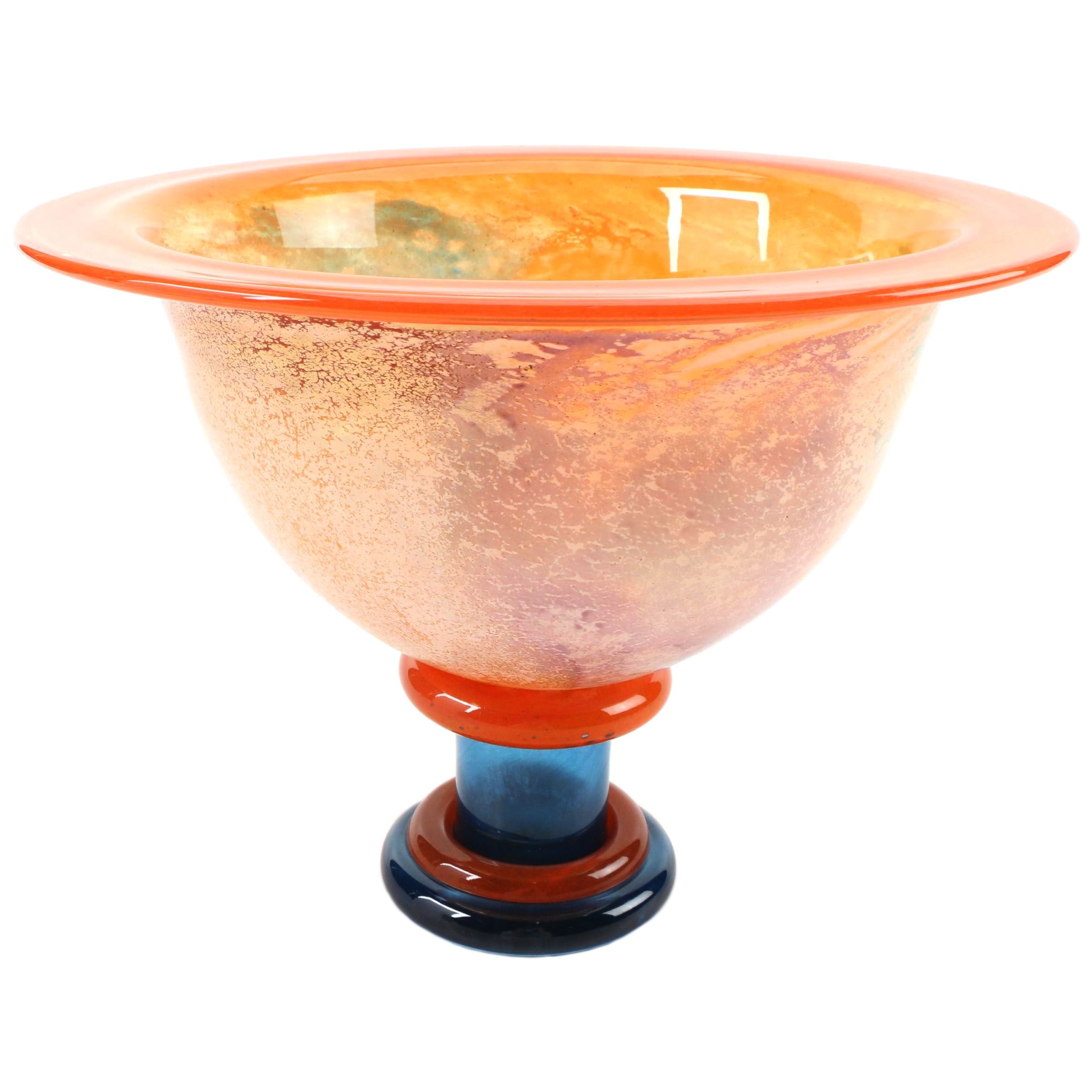 Kosta Boda "Can Can" Multi-Color Footed Art Glass Bowl