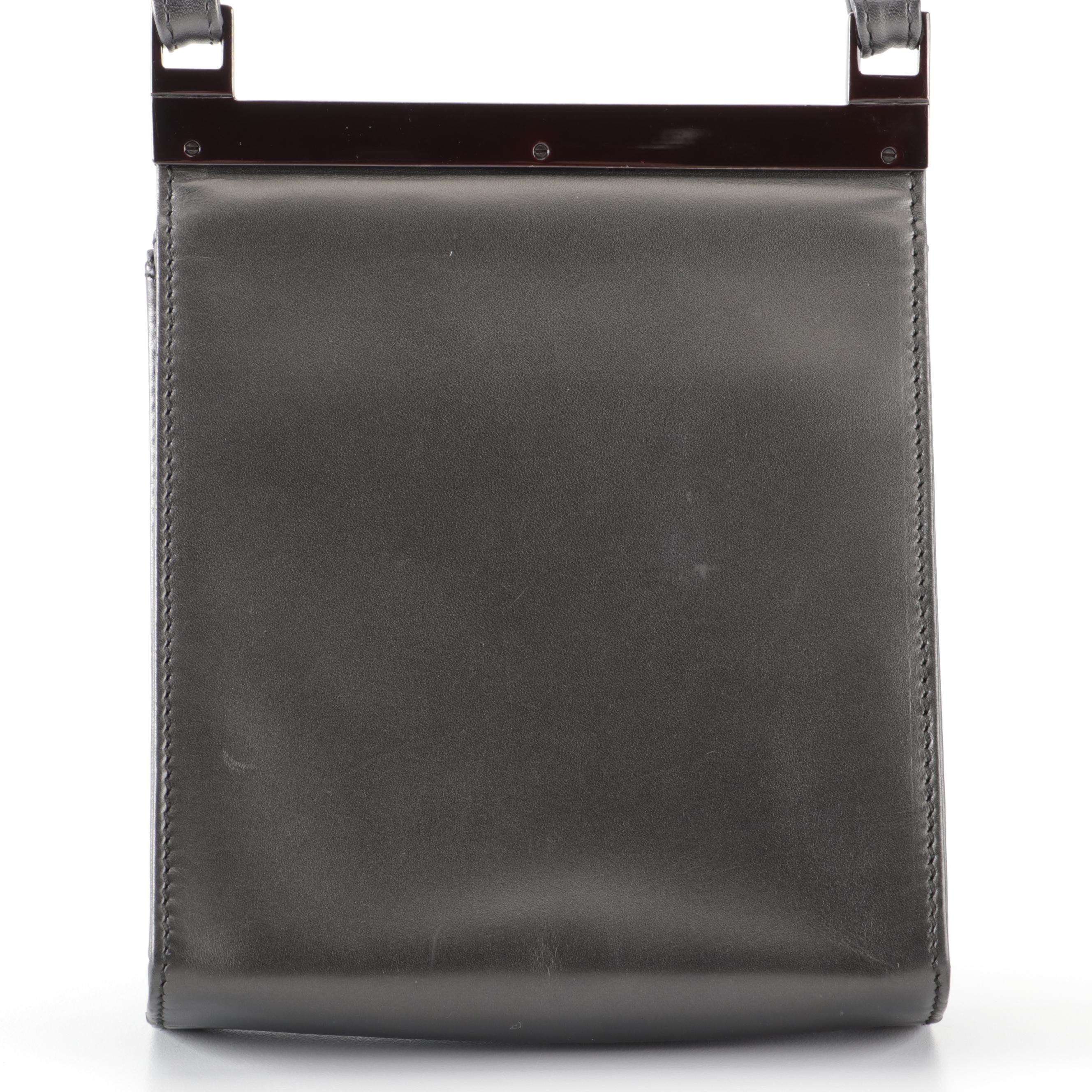 Gucci Metallic Dark Gray Leather Front Flap Purse