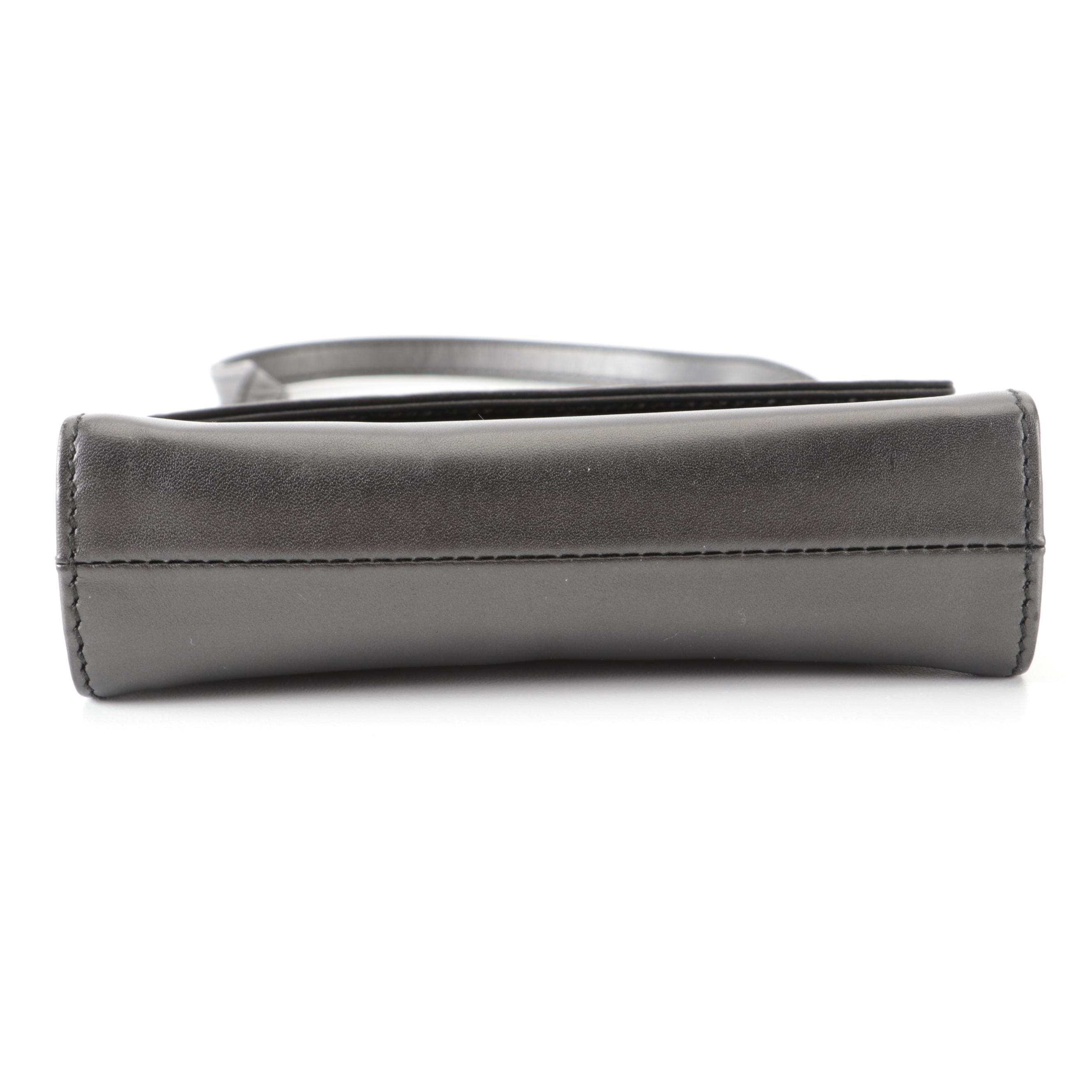 Gucci Metallic Dark Gray Leather Front Flap Purse