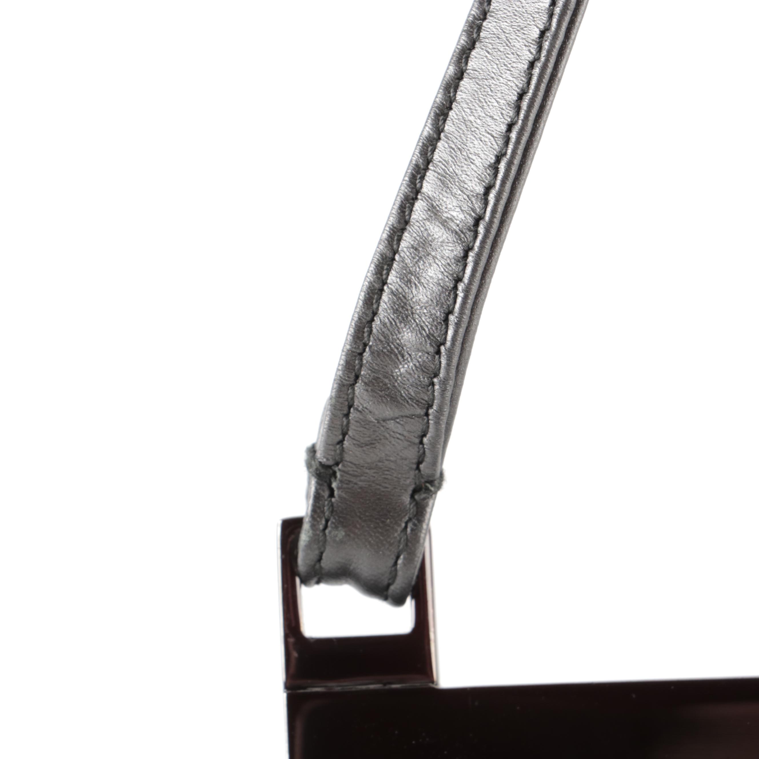 Gucci Metallic Dark Gray Leather Front Flap Purse