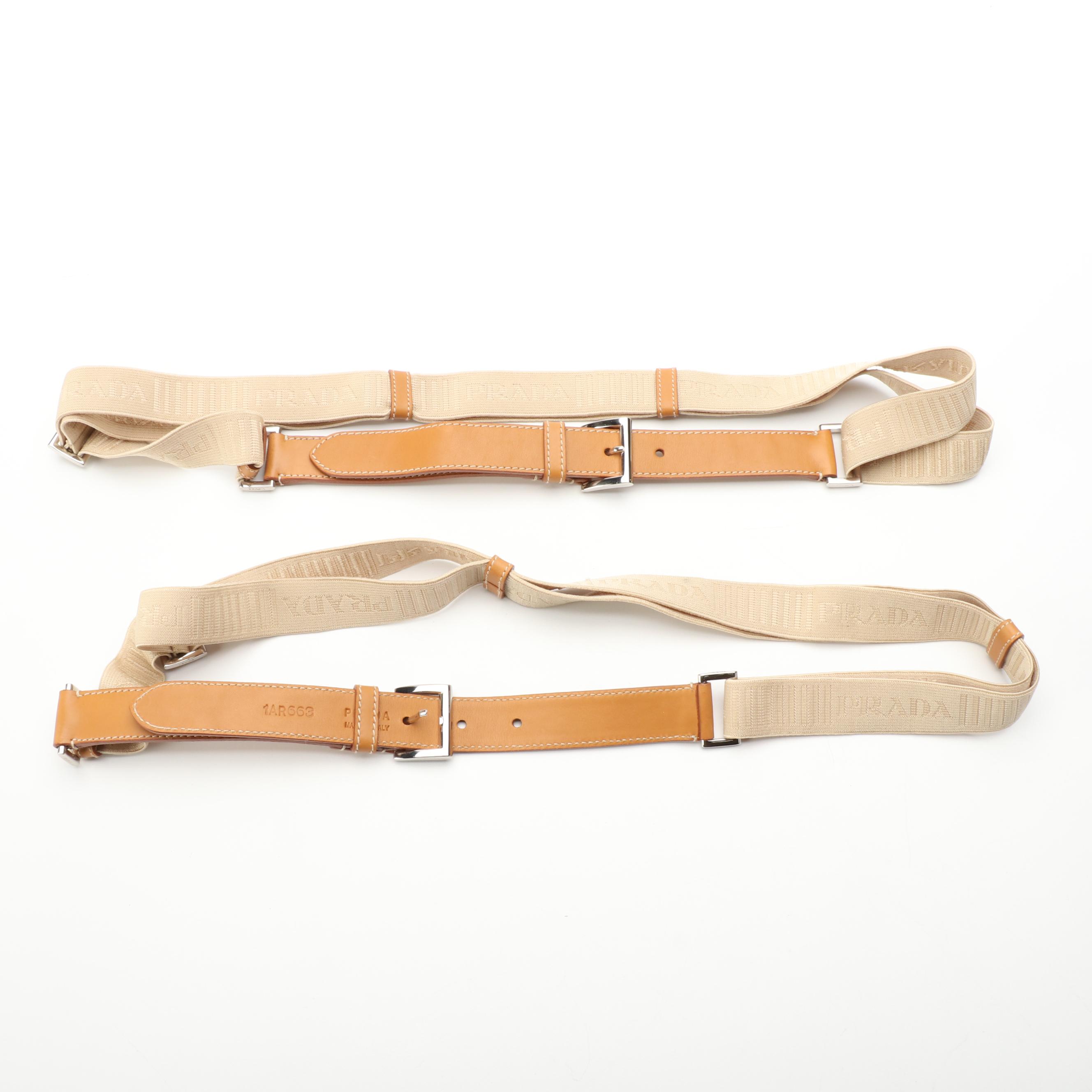 Prada Large Drawstring Bucket Bag in Tan Canapa Canvas and Natural Leather