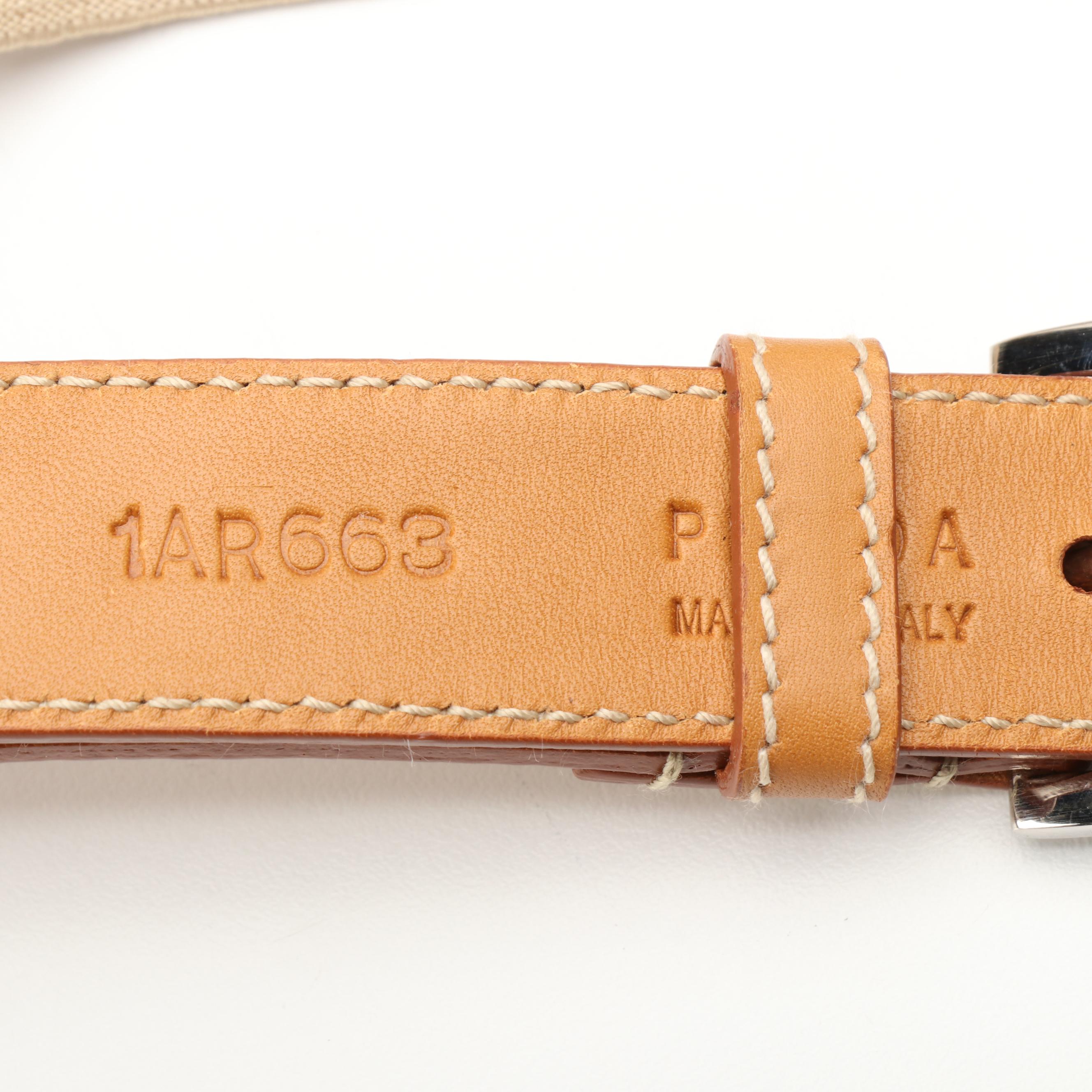 Prada Large Drawstring Bucket Bag in Tan Canapa Canvas and Natural Leather