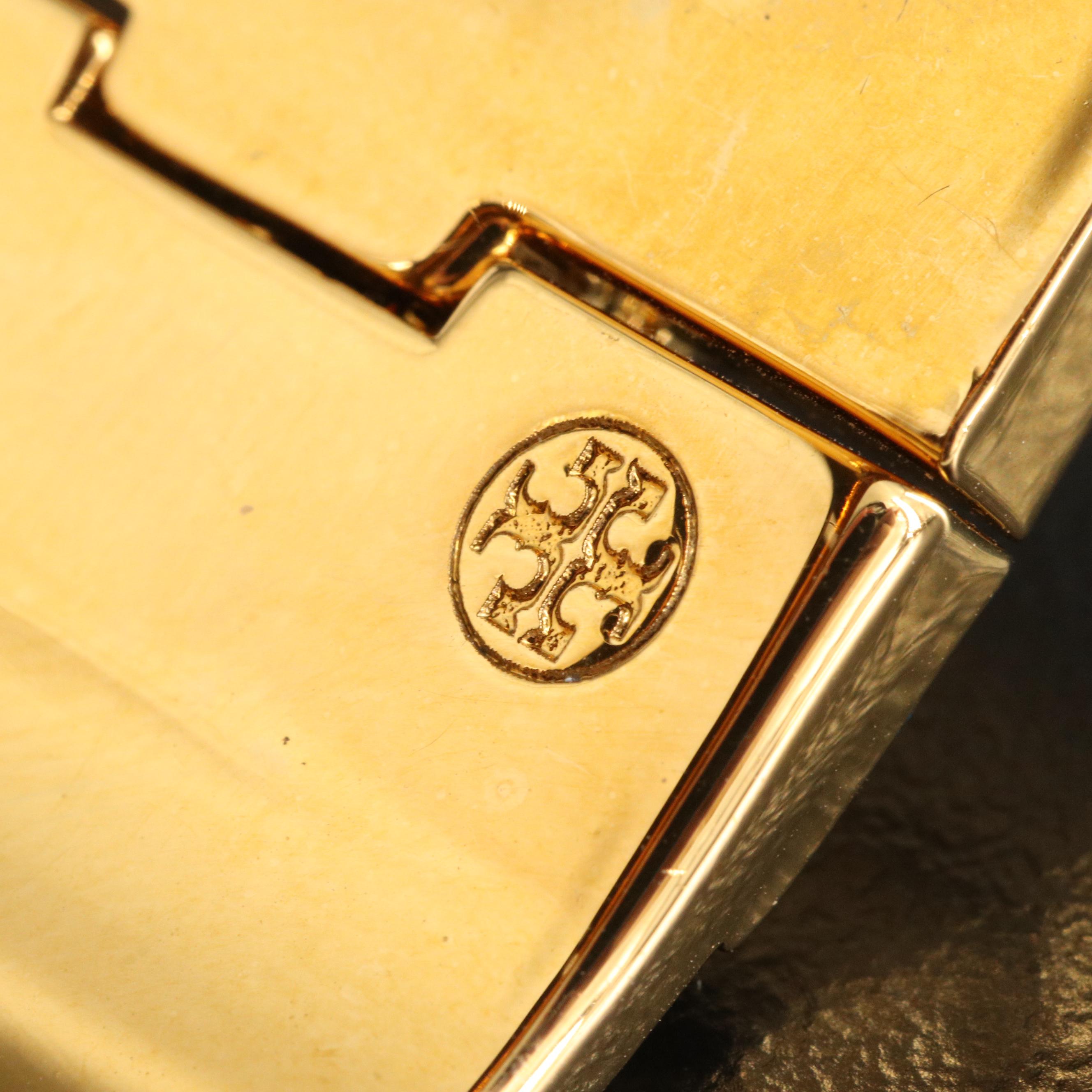 Tory Burch Leather and Enamel Hinged Bangle and Earrings