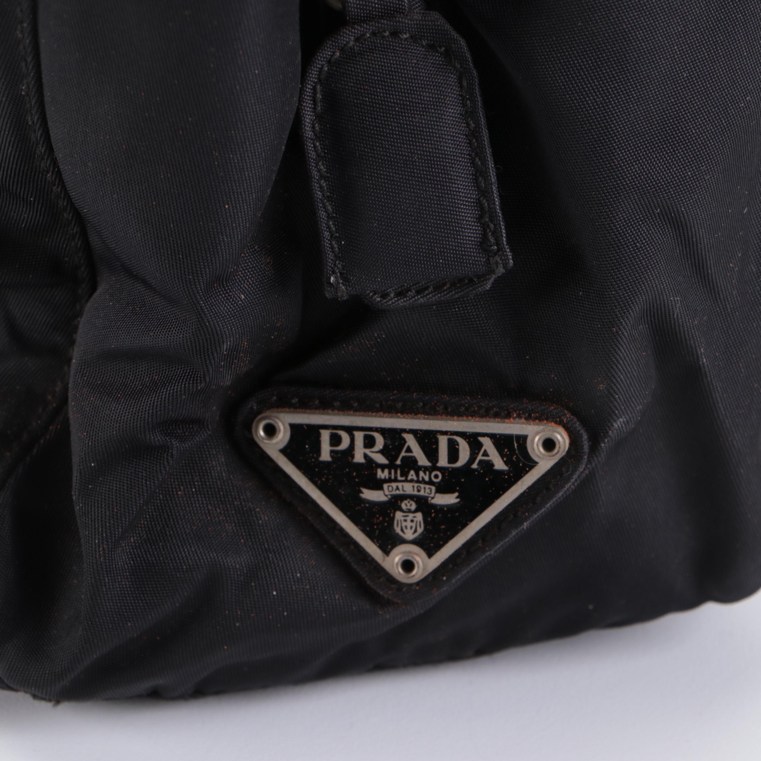 Prada Handbag in Black Tessuto Nylon with Acrylic Handles