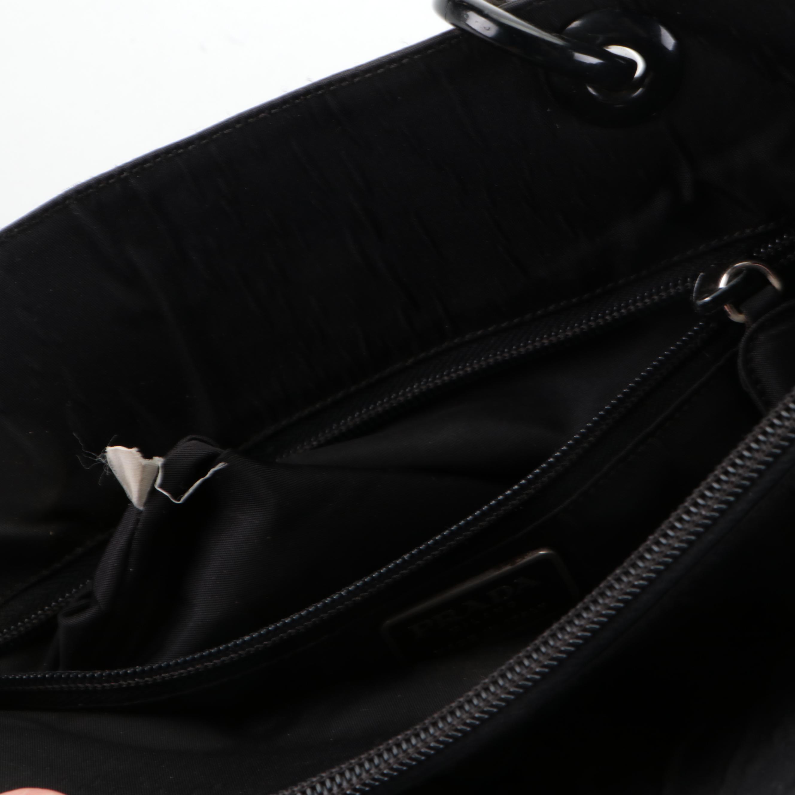 Prada Handbag in Black Tessuto Nylon with Acrylic Handles