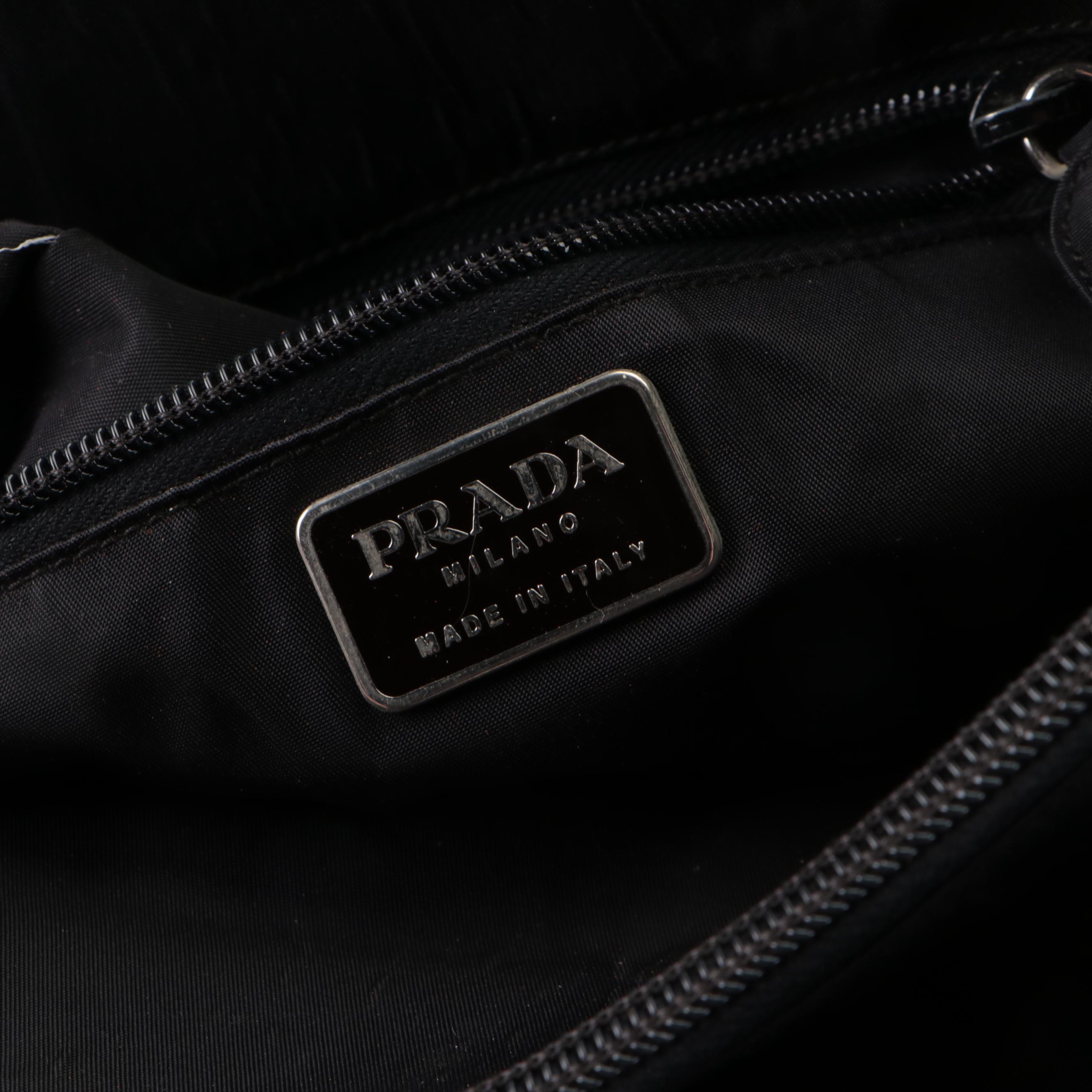 Prada Handbag in Black Tessuto Nylon with Acrylic Handles