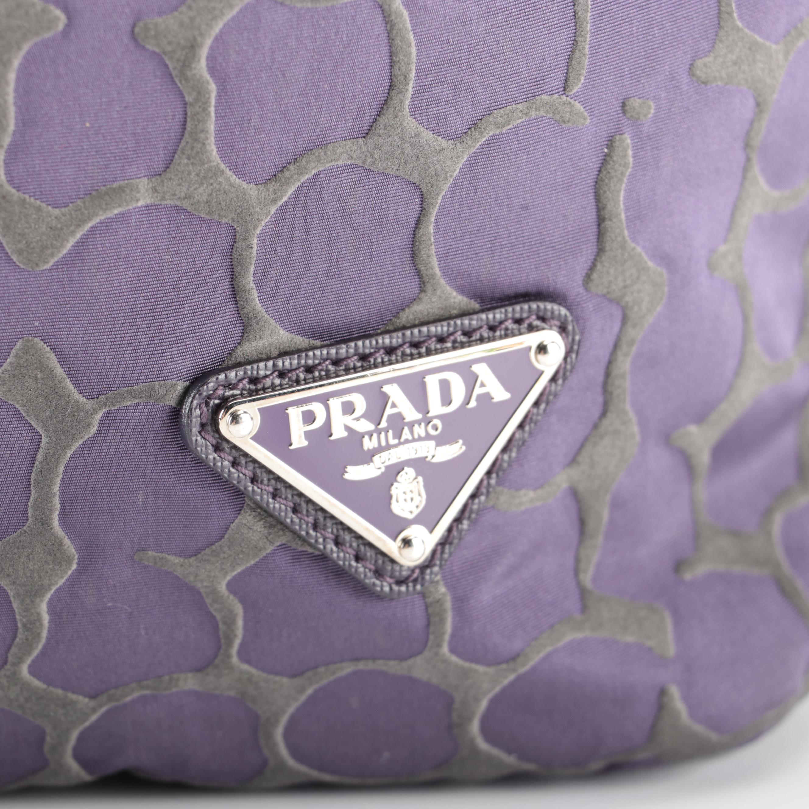 Prada Two-Way Tote Bag in Textured Stampato Tessuto Nylon and Saffiano Leather