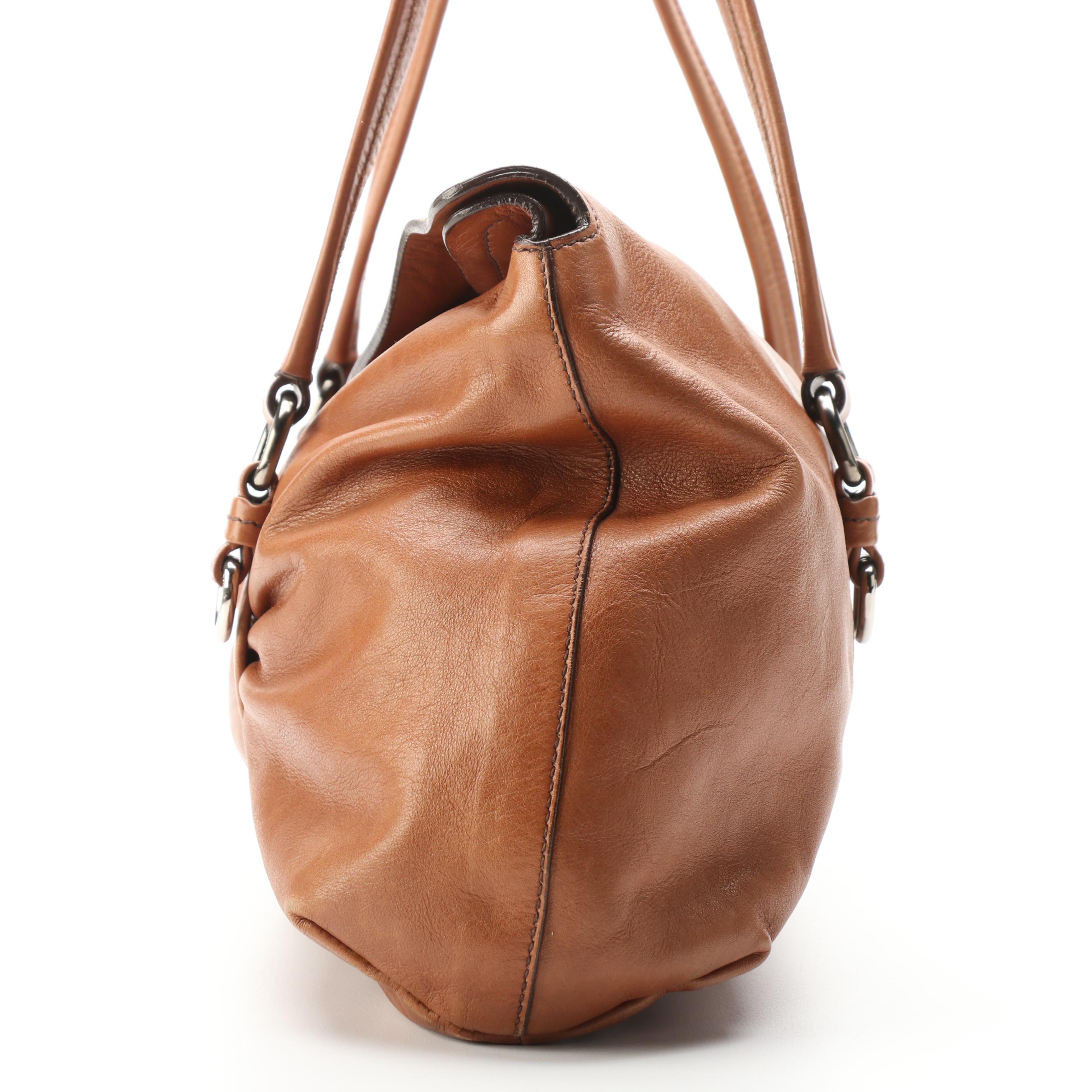 Prada Buffalo Easy Barrel Bag in Brown Leather
