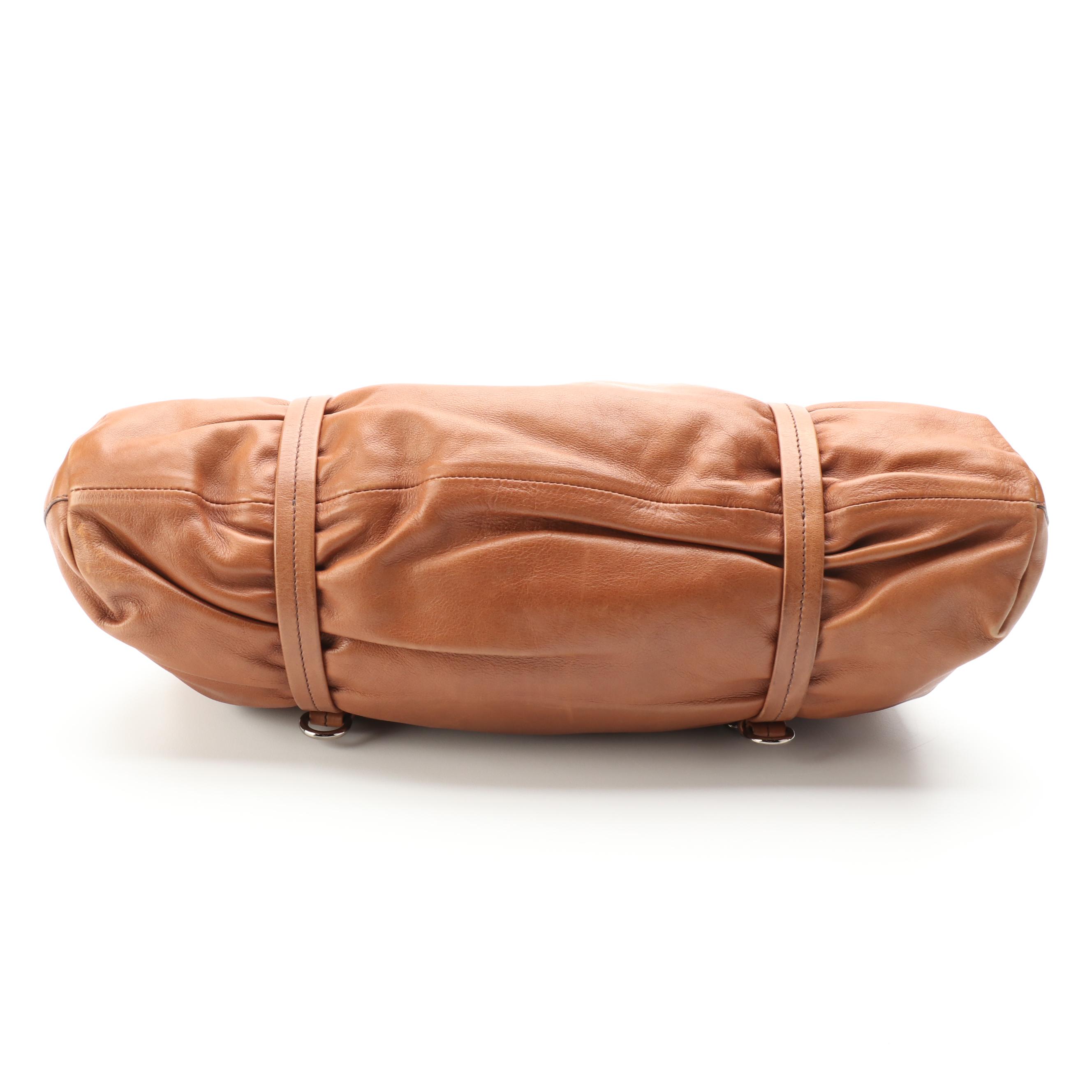 Prada Buffalo Easy Barrel Bag in Brown Leather