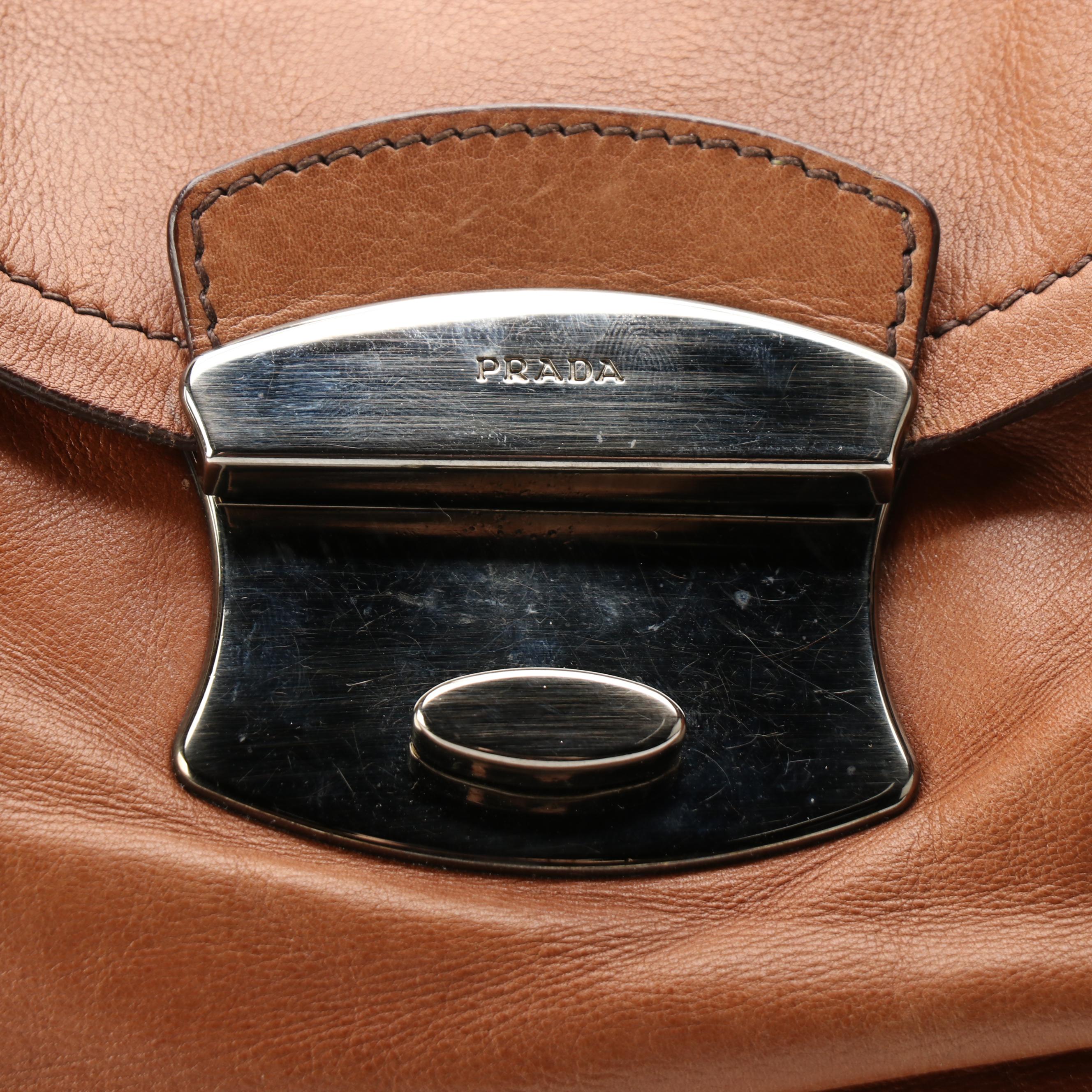 Prada Buffalo Easy Barrel Bag in Brown Leather
