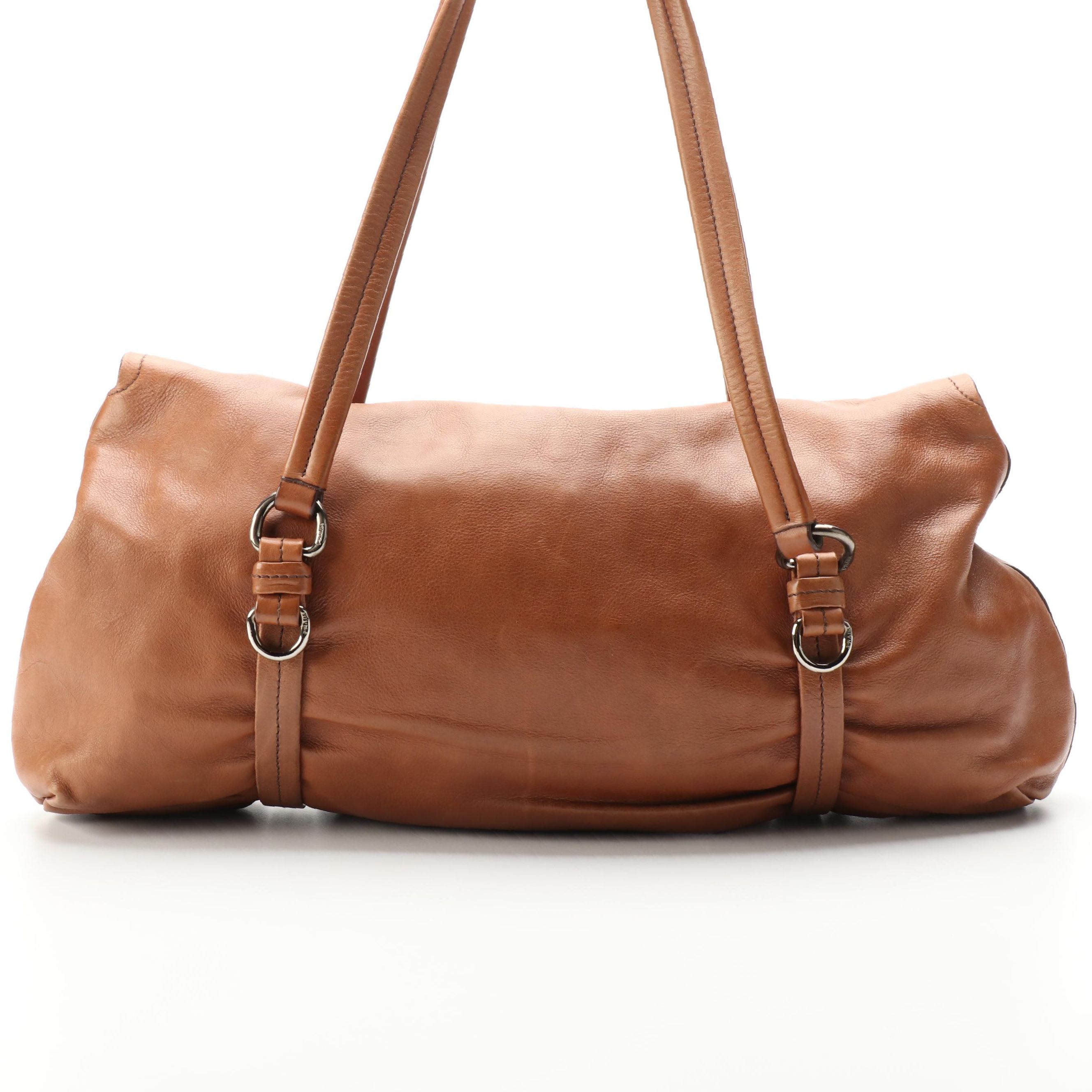 Prada Buffalo Easy Barrel Bag in Brown Leather
