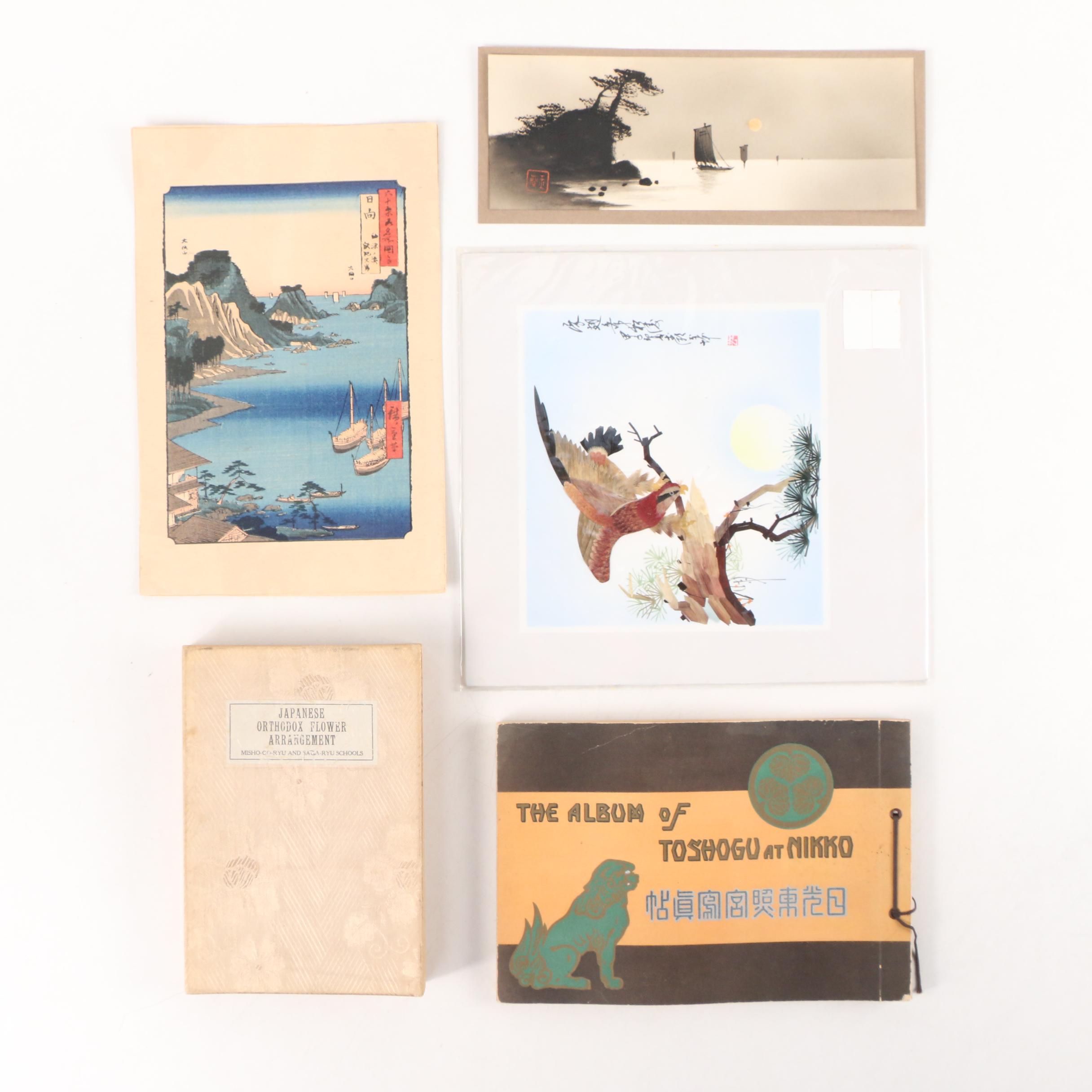 Woodblock After Hiroshige "Hyuga" and Other Japanese Art and Books