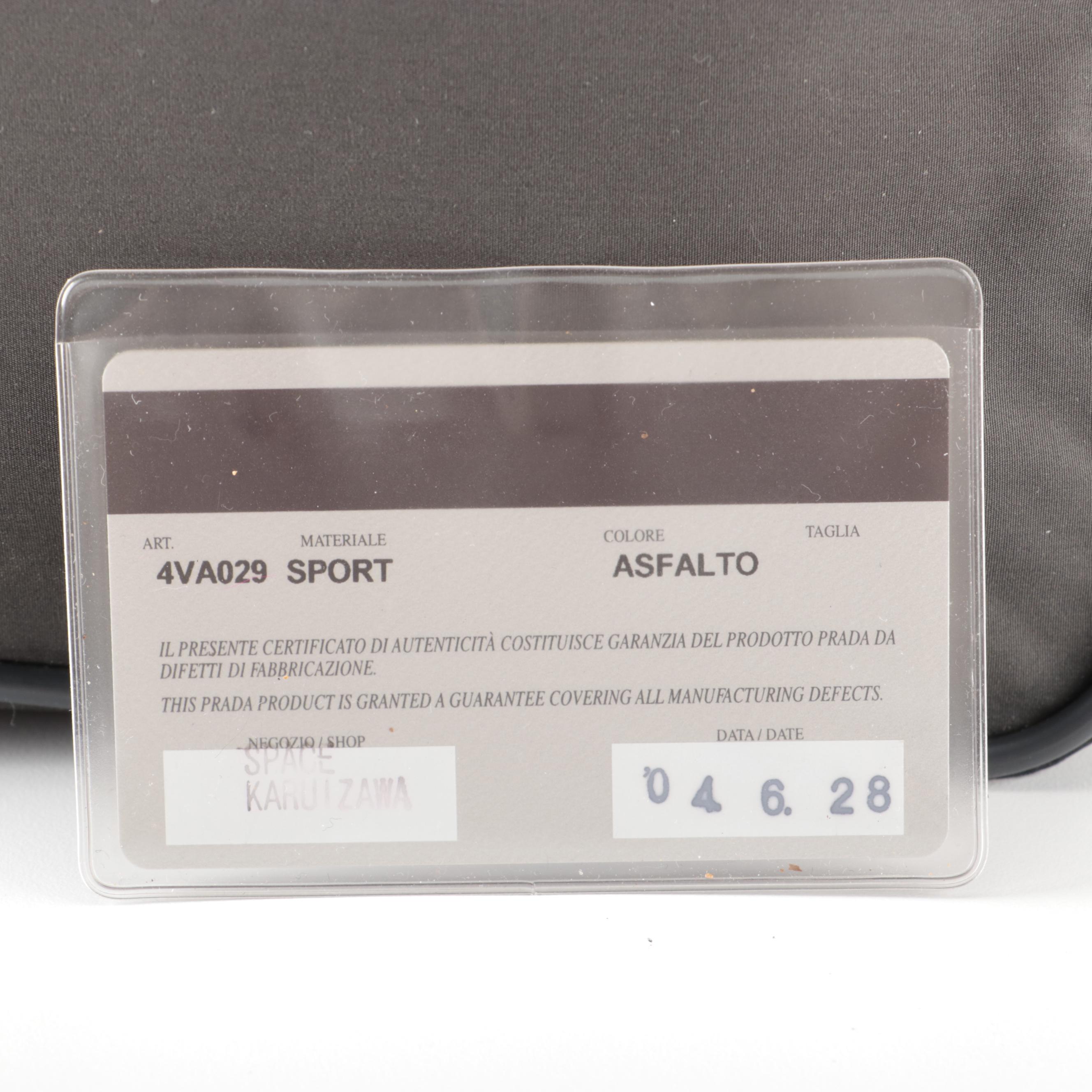 Prada Sport Dark Gray Nylon Zip Bag