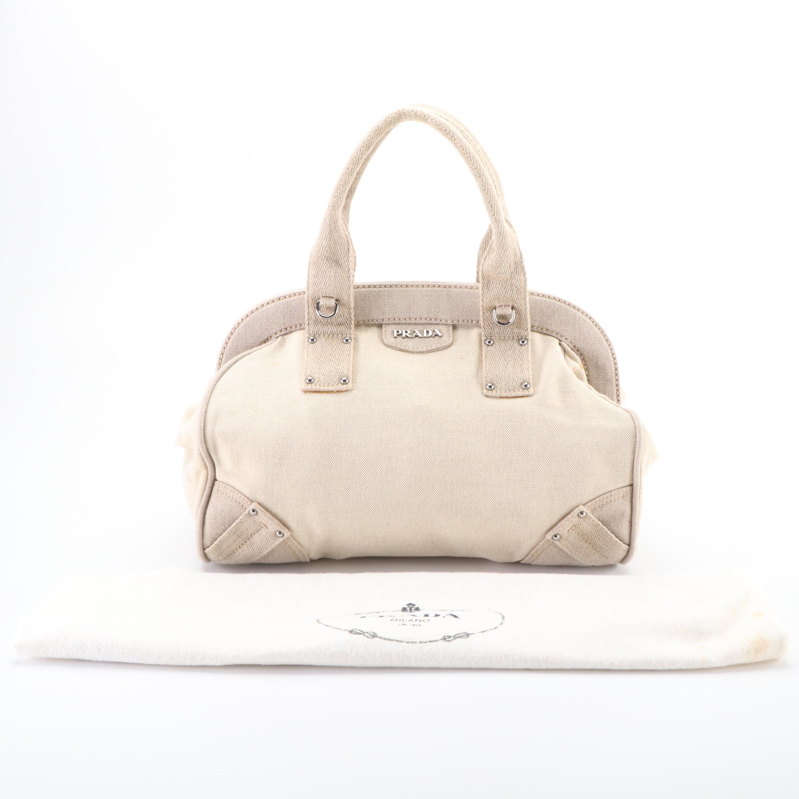 Prada Mistolino Frame Bag in Naturale Canvas