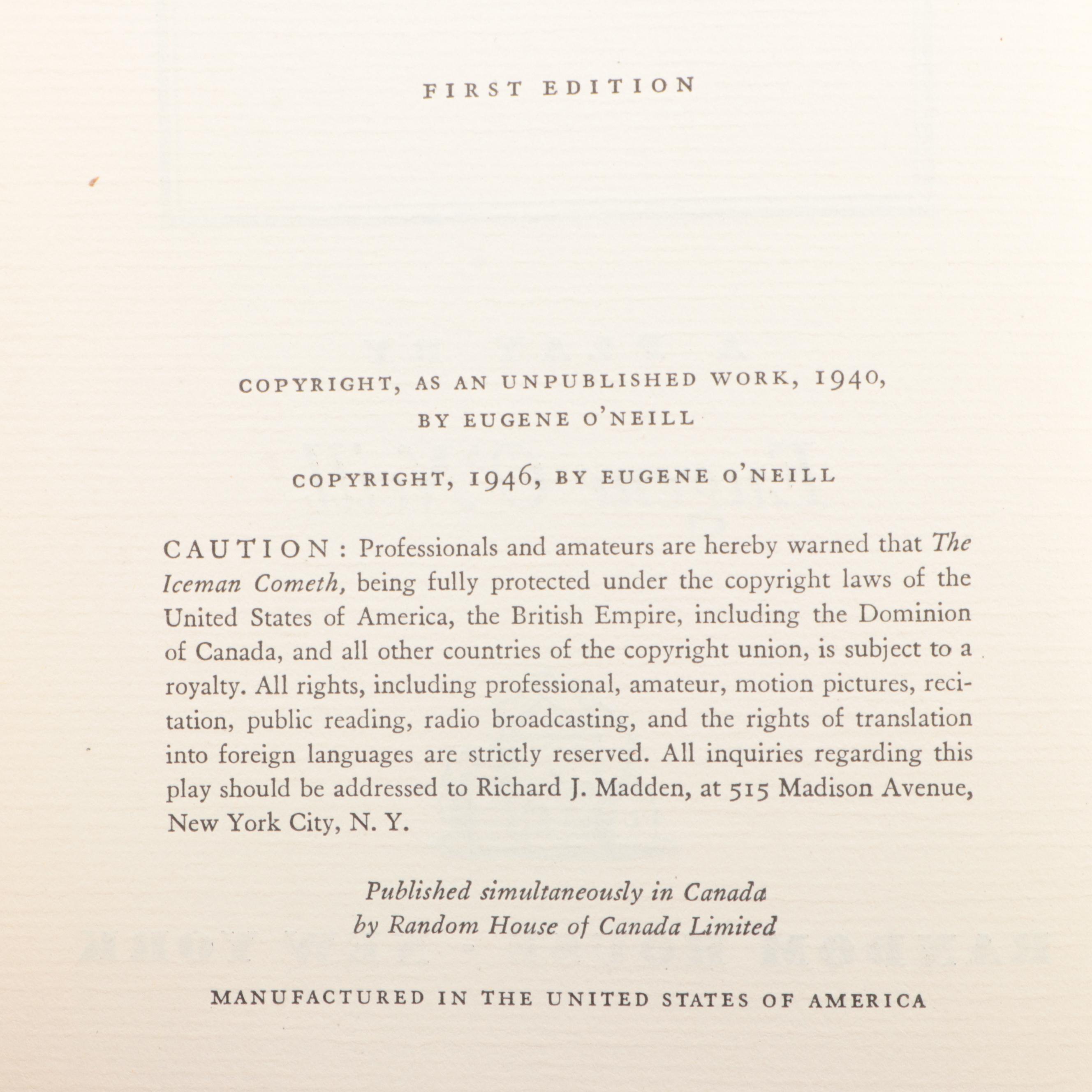First Edition "The Iceman Cometh" and More by Eugene O'Neill