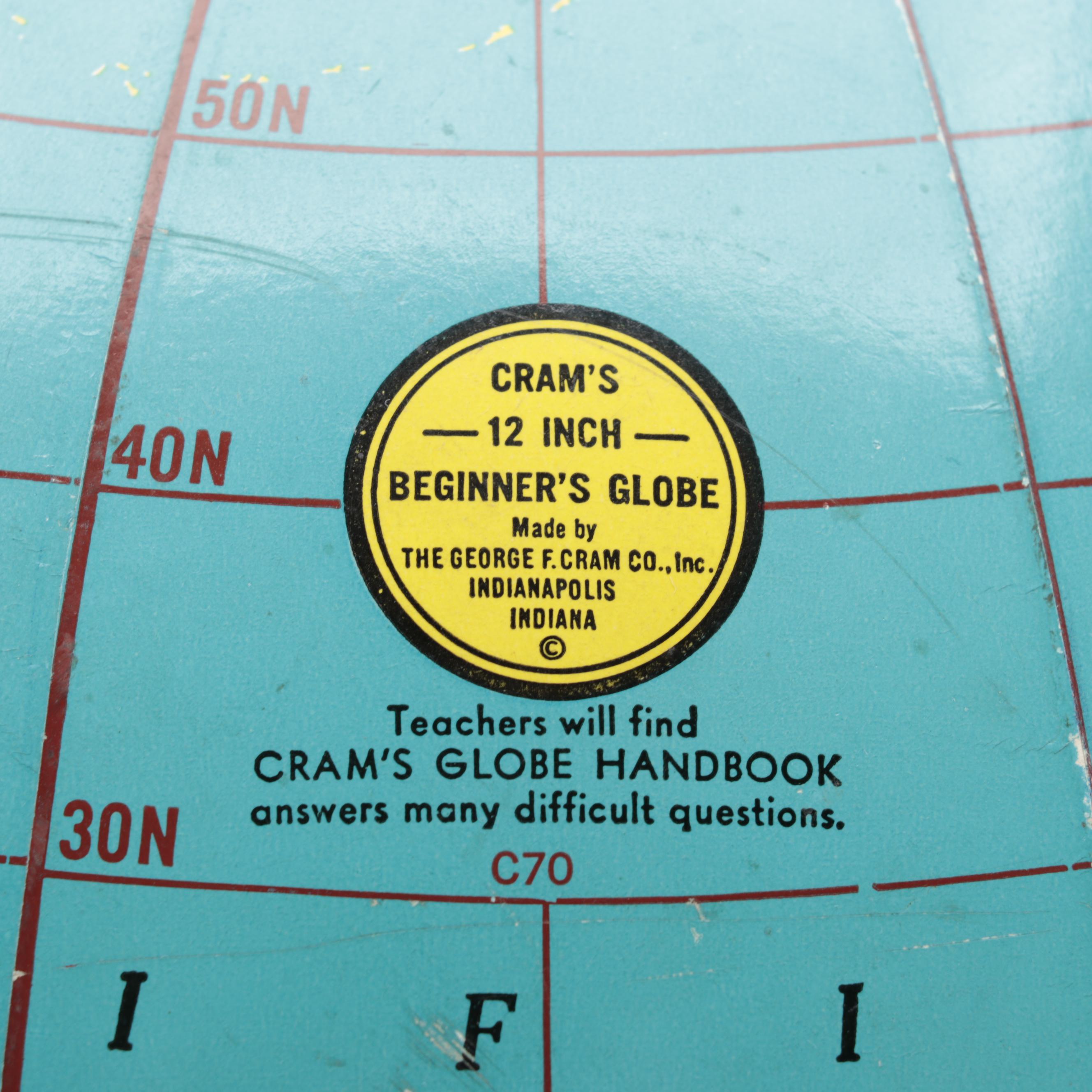 George F. Cram Co. 12" Beginners Globe, Mid-20th Century