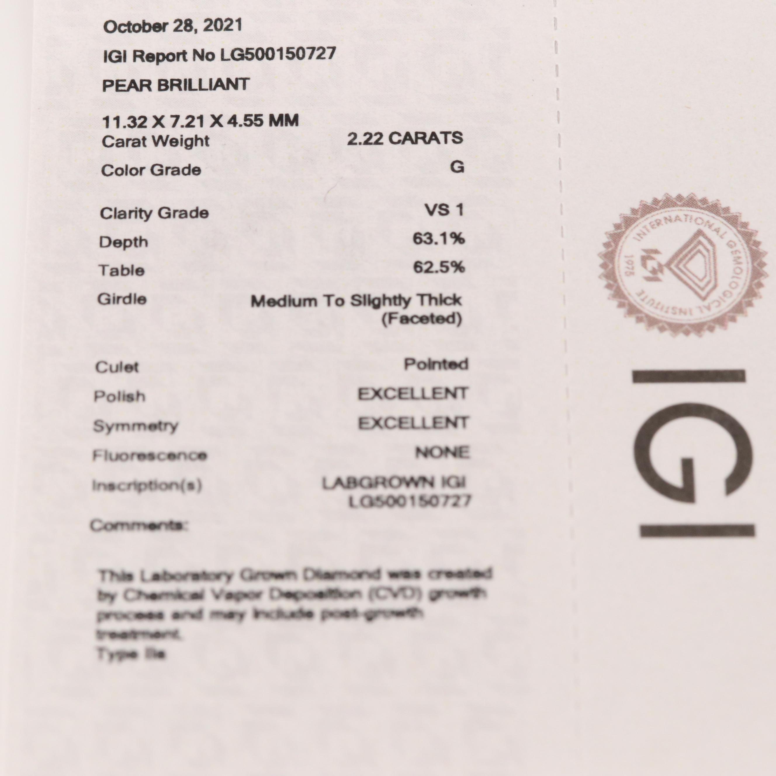 Platinum Three Stone 3.71 CTW Diamond Ring with IGI Reports