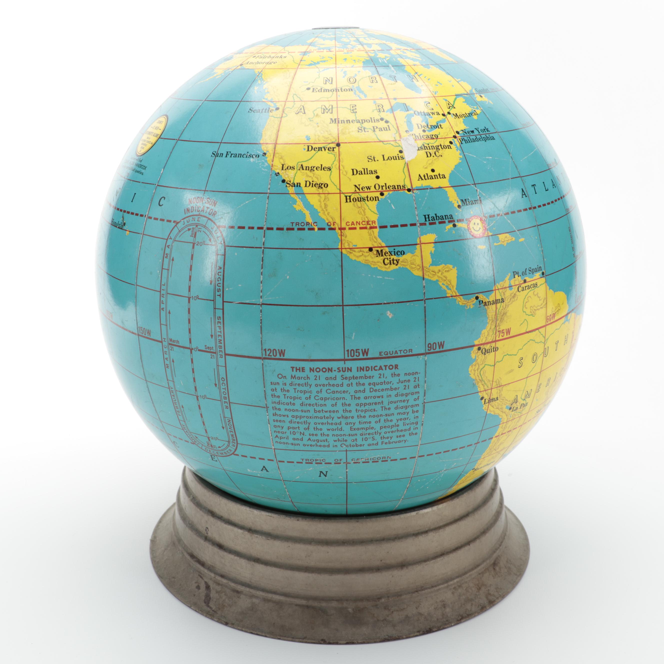 George F. Cram Co. 12" Beginners Globe, Mid-20th Century