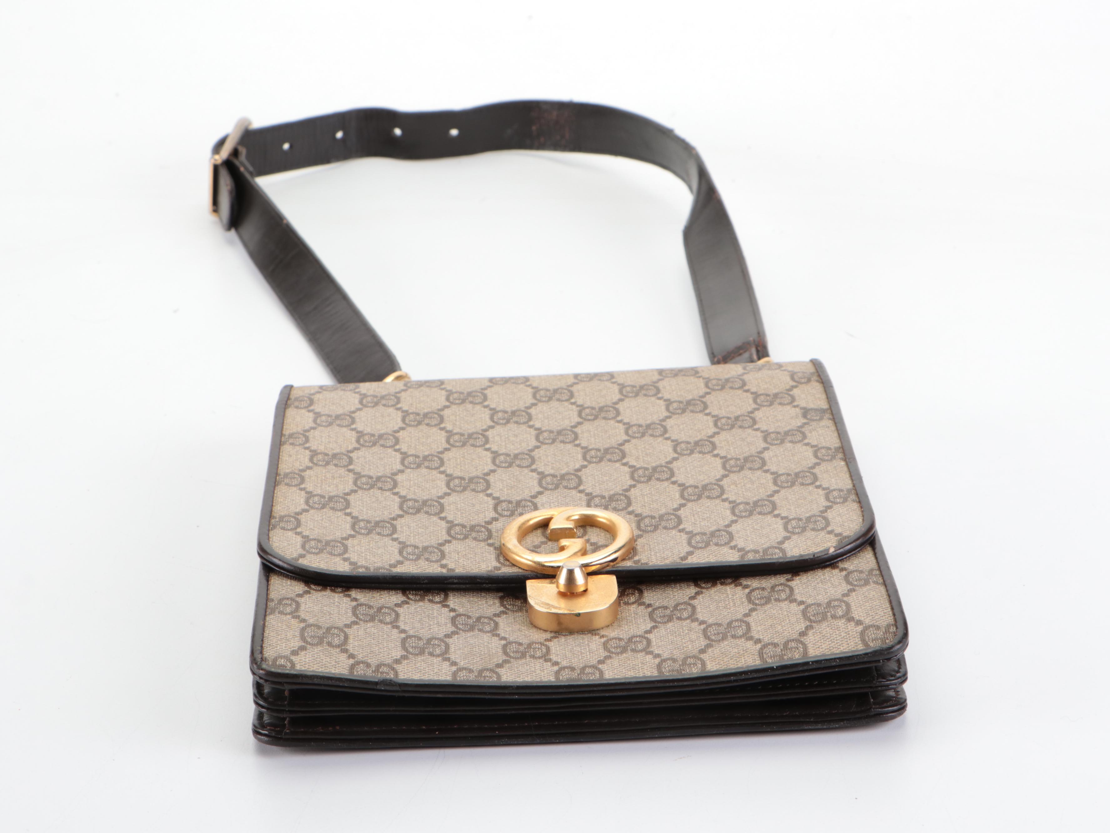 Gucci Accordion Flap Bag in GG Supreme Canvas with Leather Trim, circa 1970