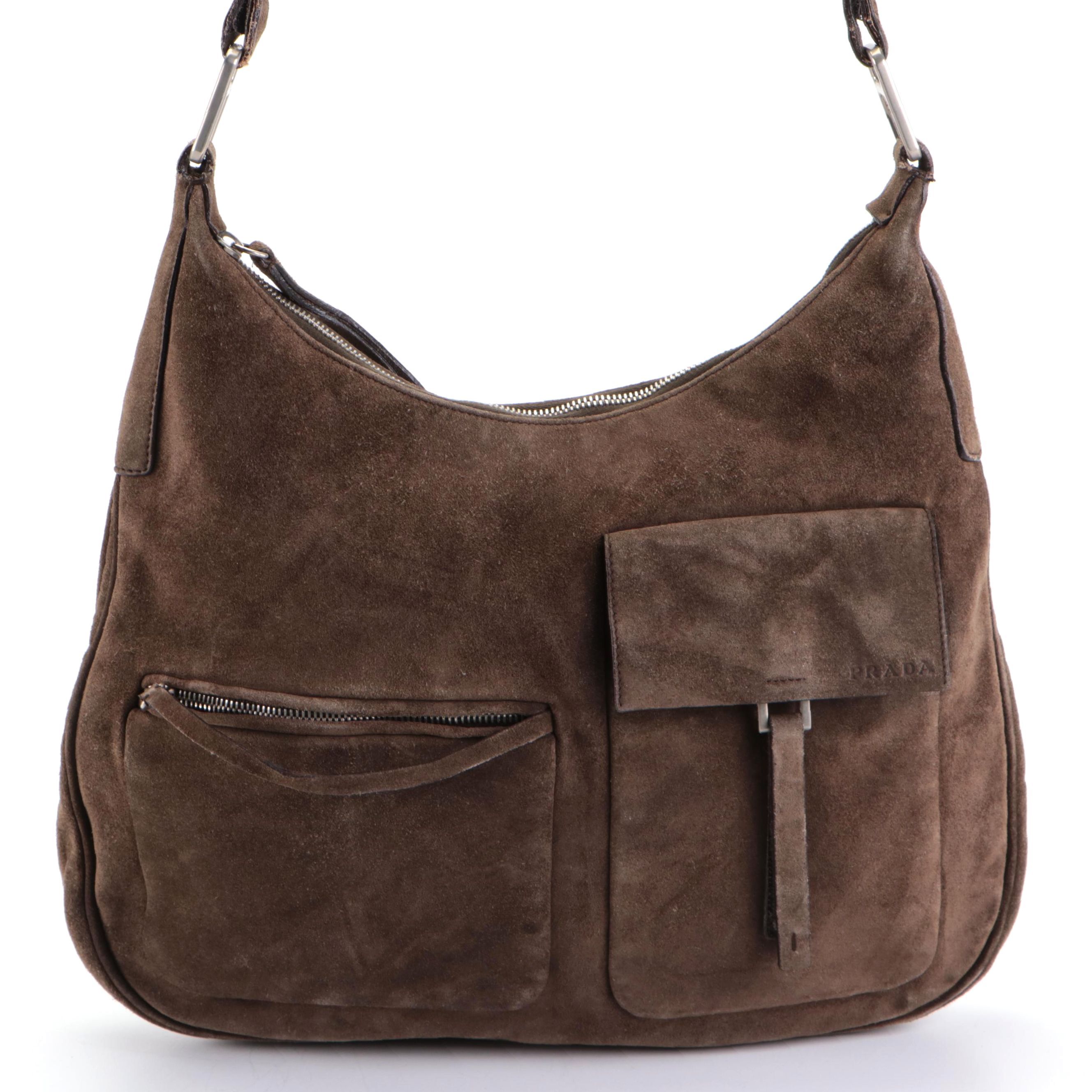 Prada Shoulder Bag in Tundra Suede