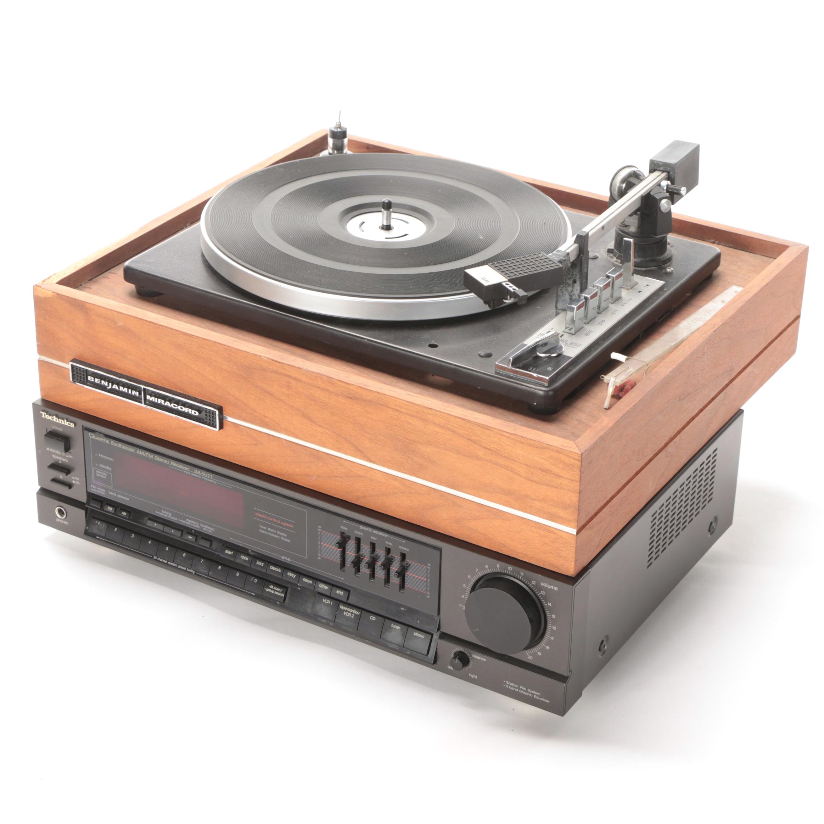 Benjamin Miracord ELAC 650 Turntable and Technics Synthesizer Stereo Receiver