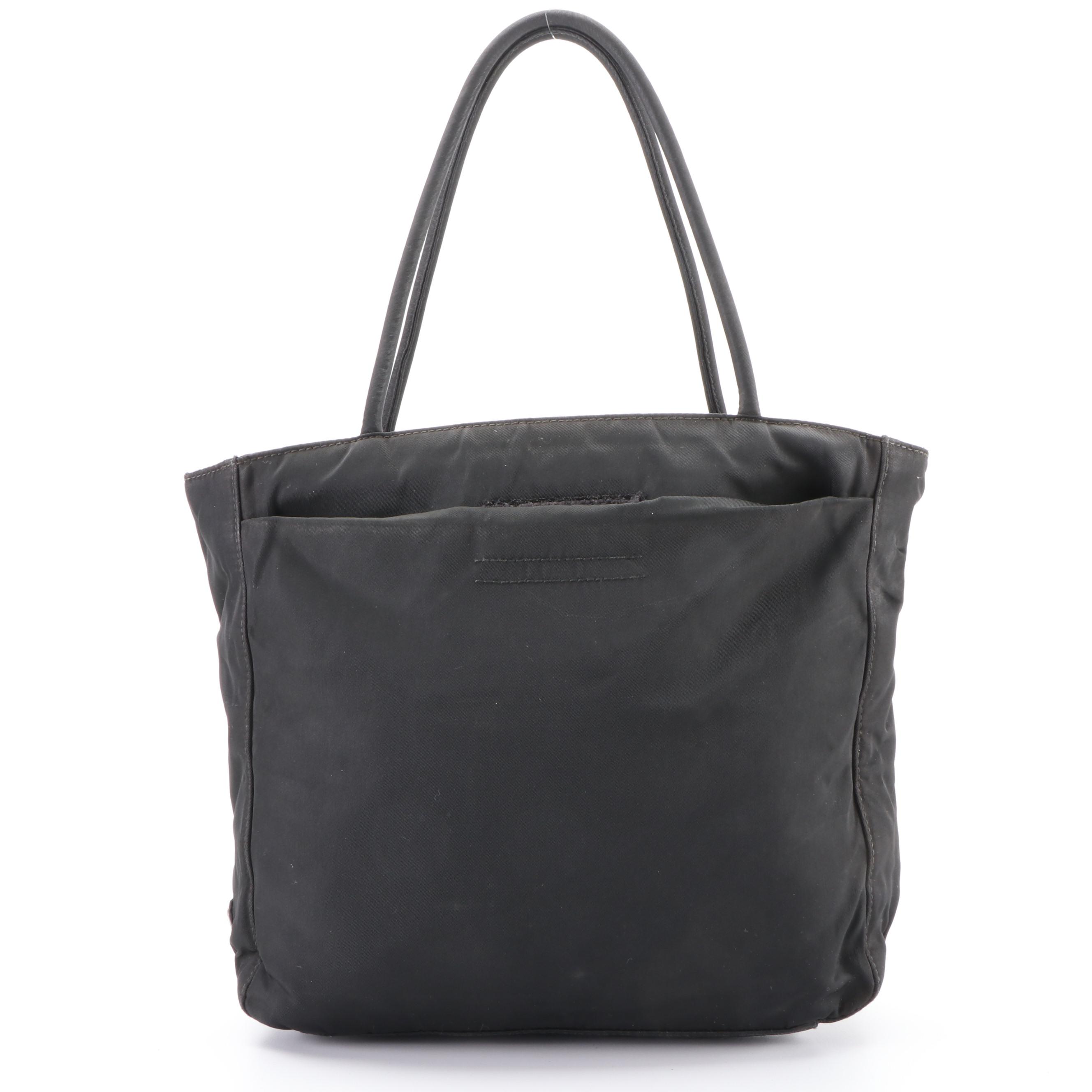 Prada Zippered Tote Bag in Black Tessuto Nylon