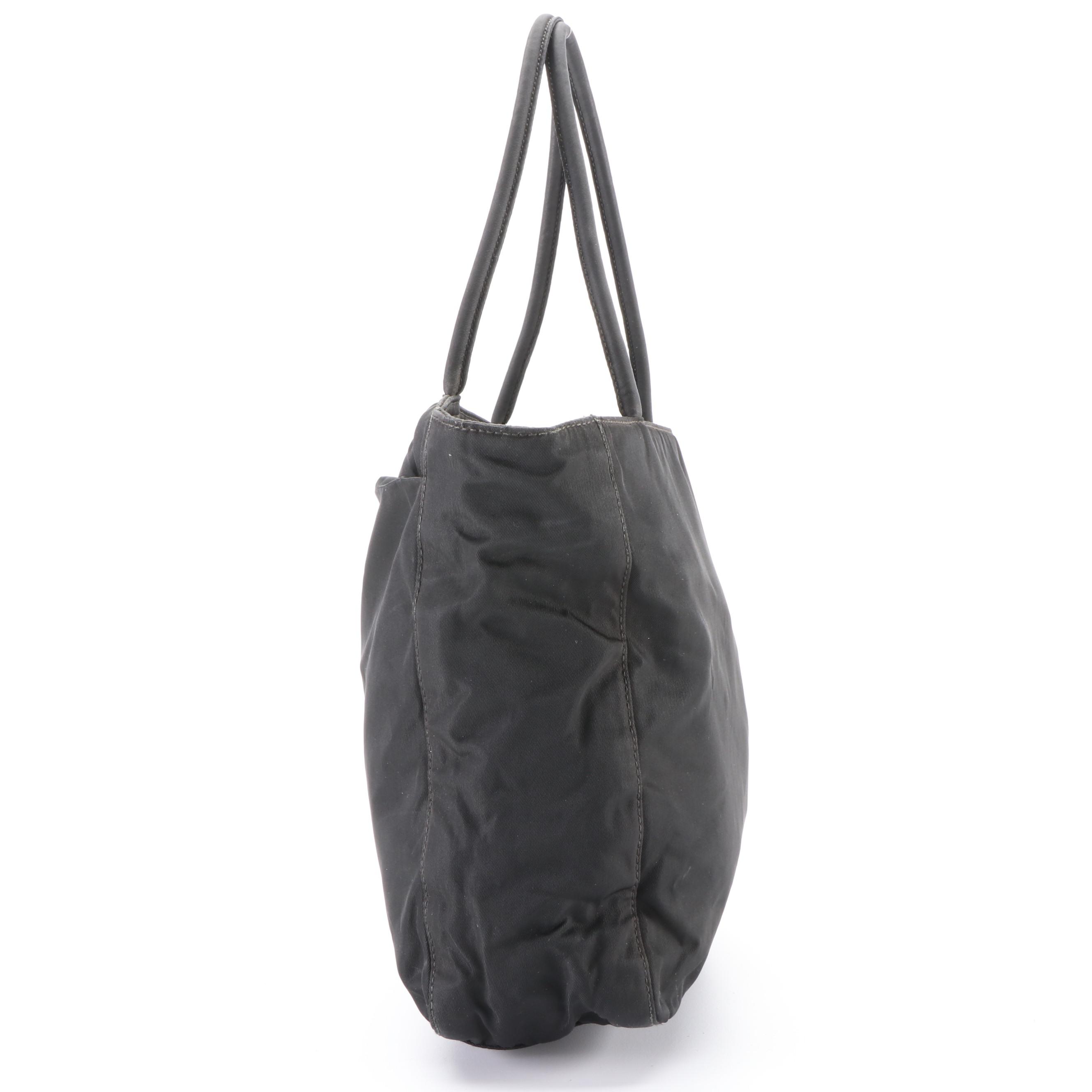 Prada Zippered Tote Bag in Black Tessuto Nylon