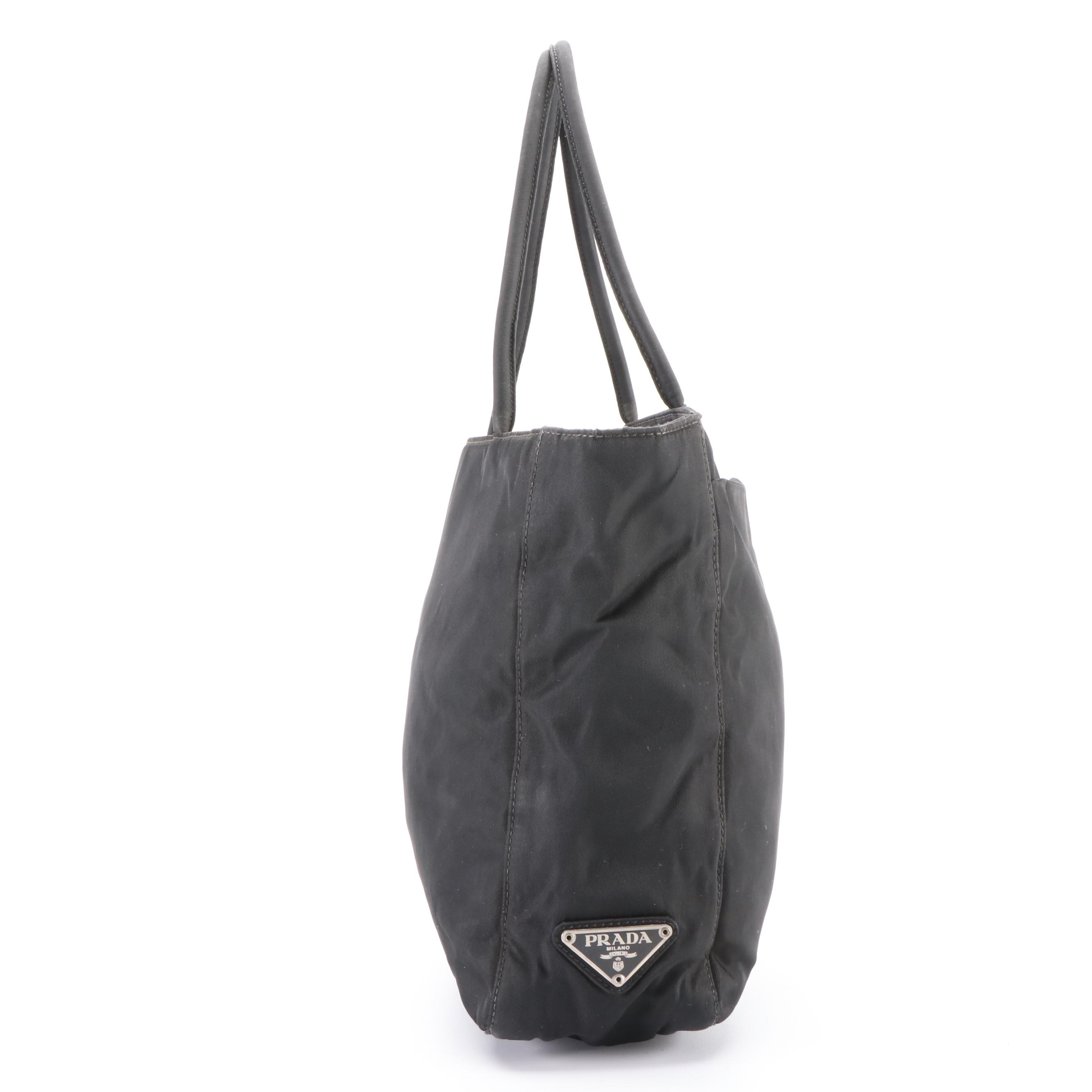 Prada Zippered Tote Bag in Black Tessuto Nylon
