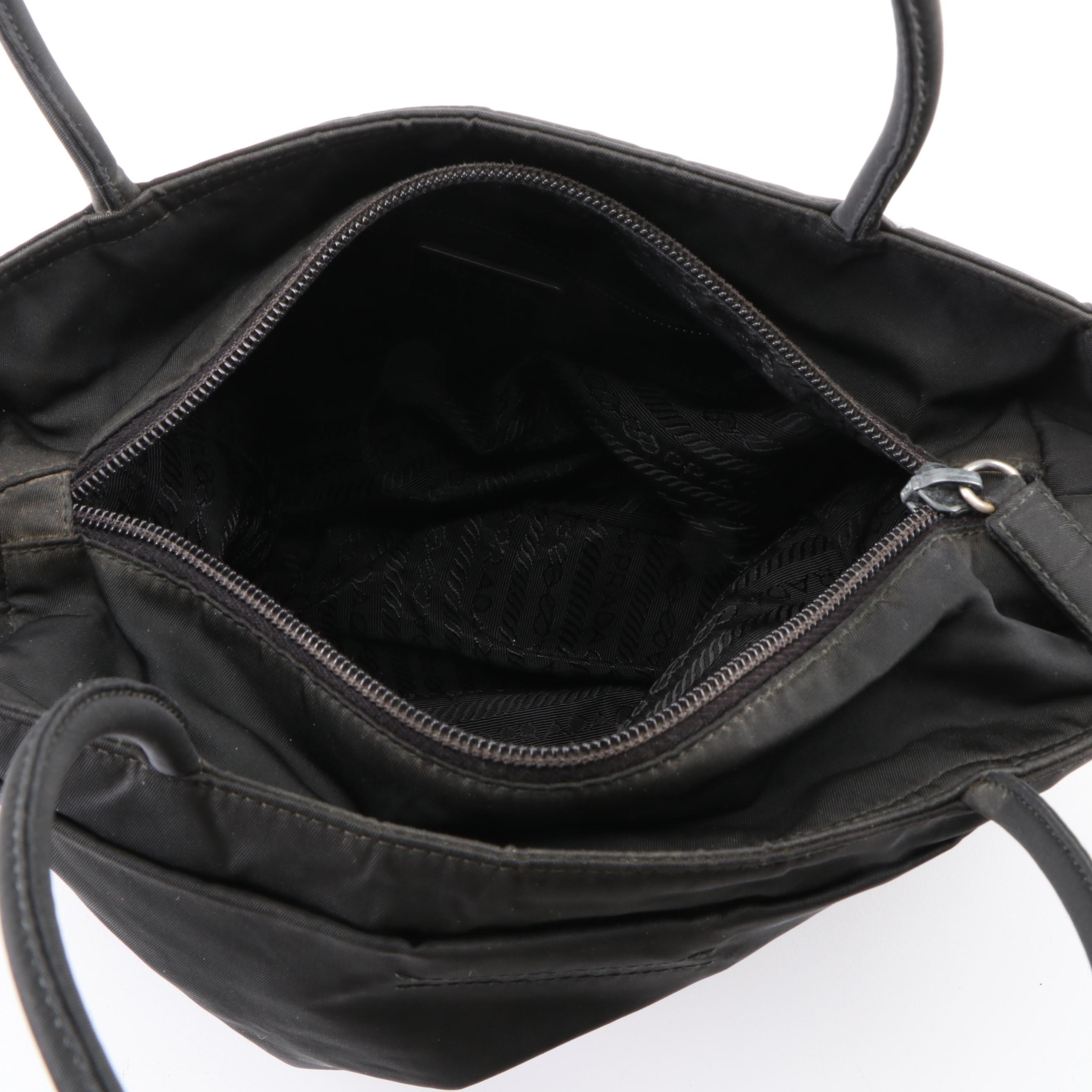Prada Zippered Tote Bag in Black Tessuto Nylon