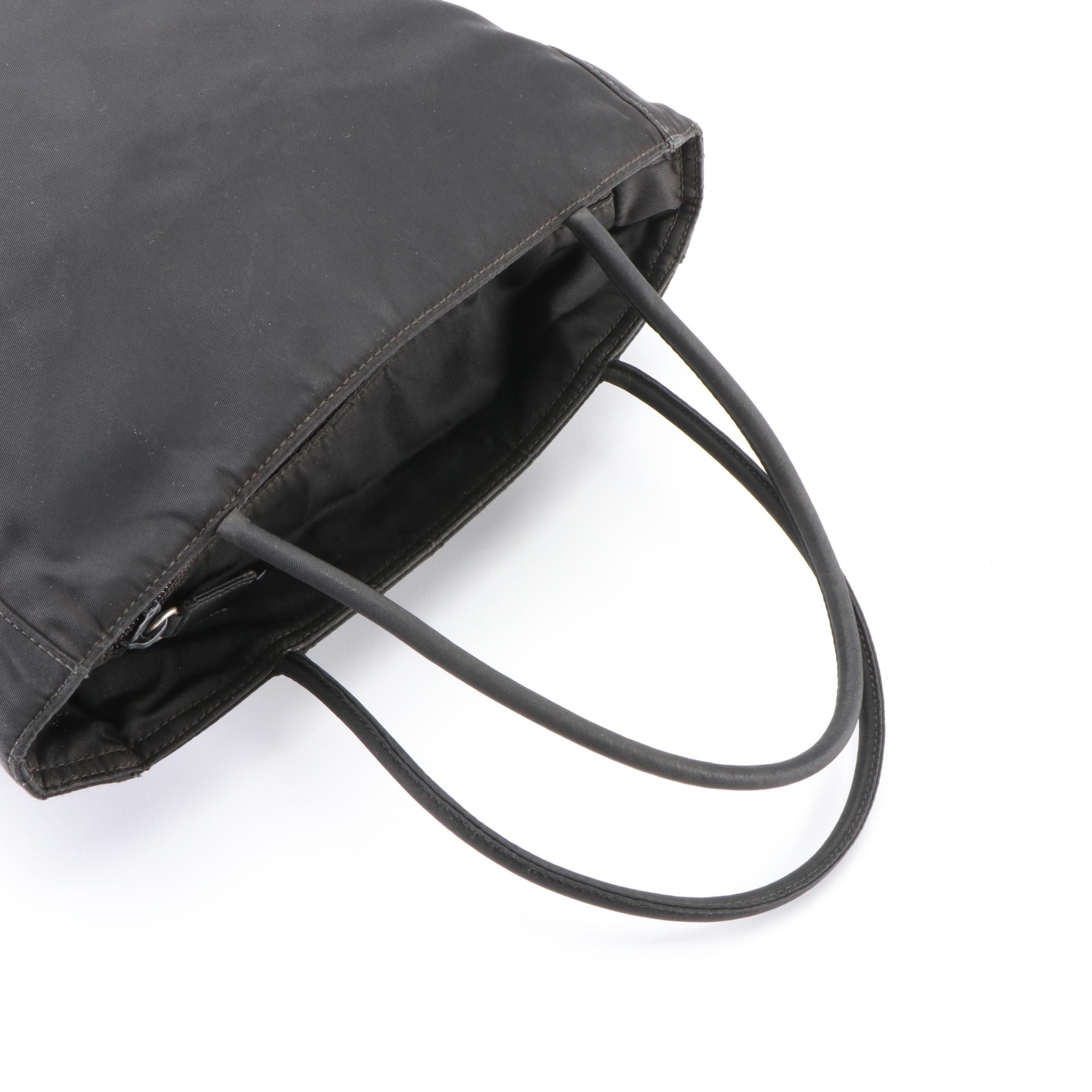 Prada Zippered Tote Bag in Black Tessuto Nylon