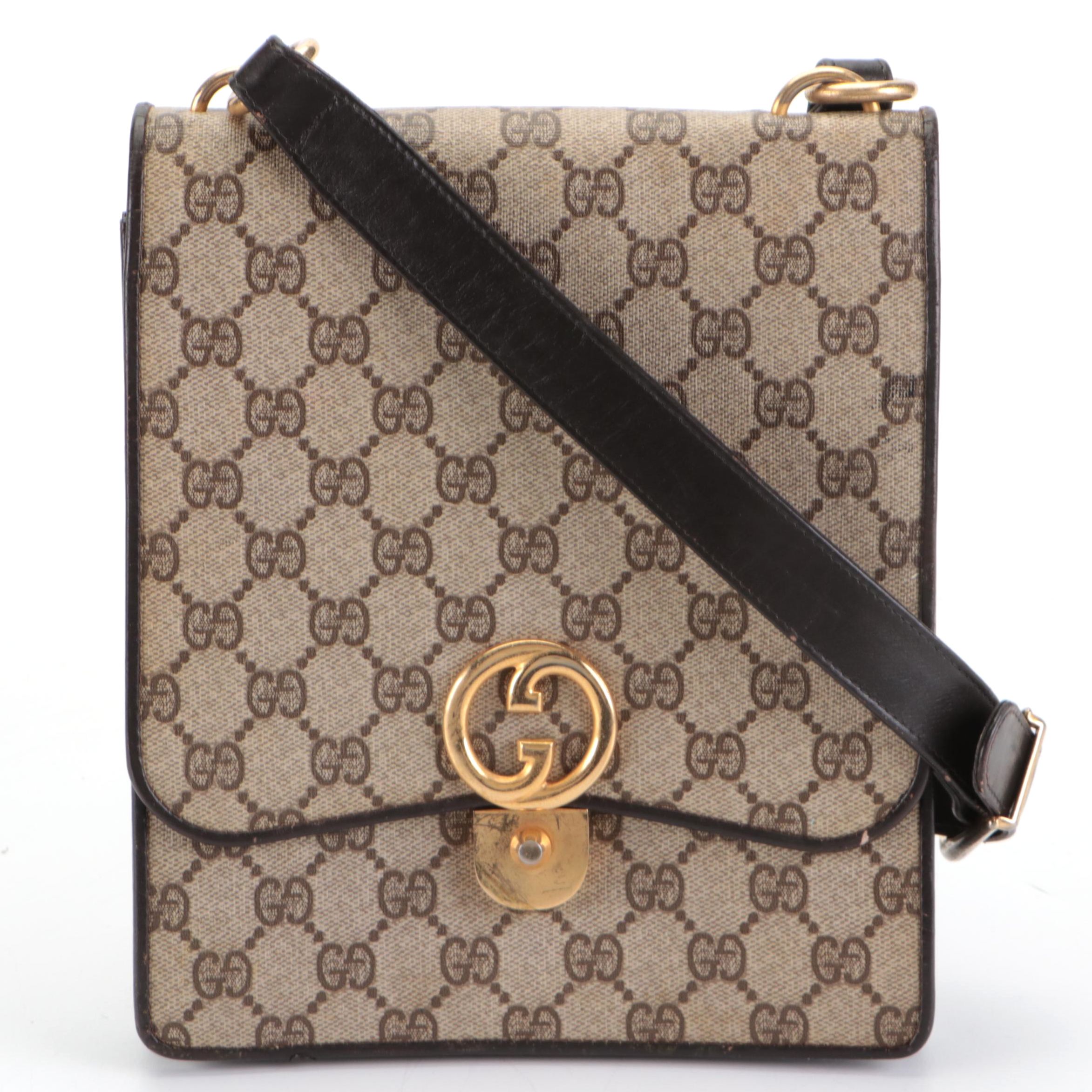 Gucci Accordion Flap Bag in GG Supreme Canvas with Leather Trim, circa 1970