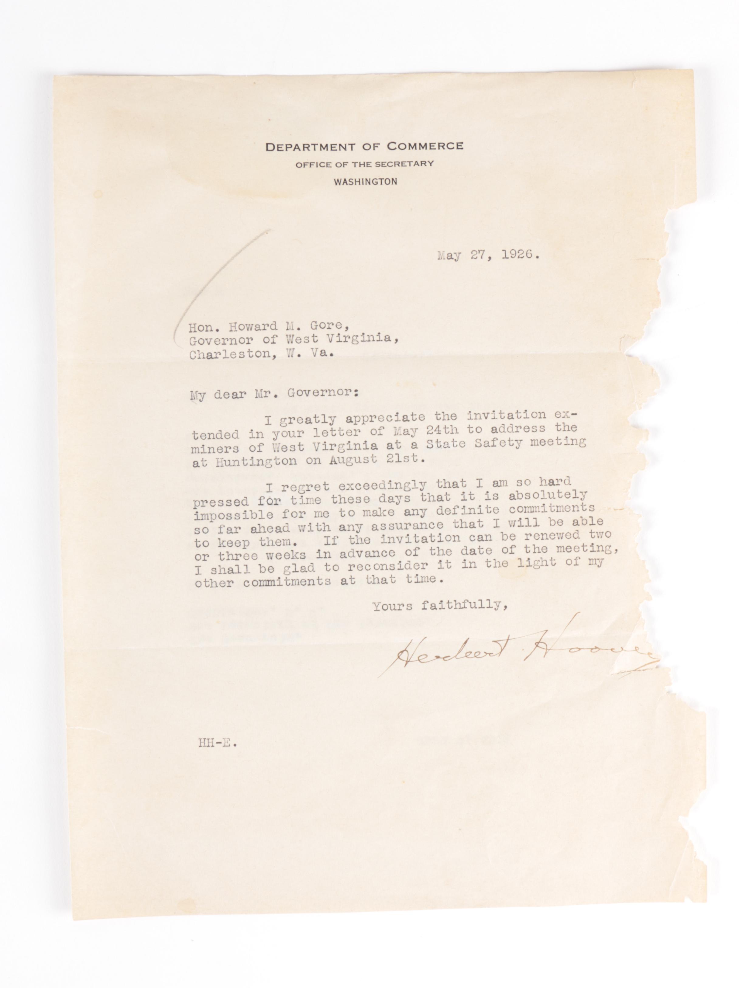 Herbert Hoover Signed Letters, Visual COAs