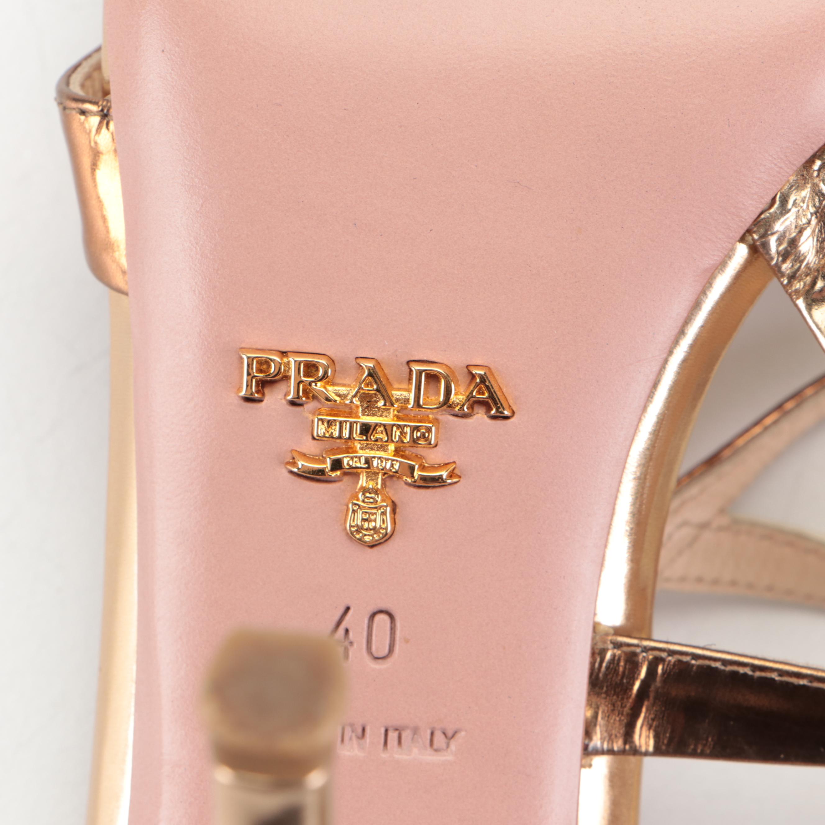 Prada Tricolor Patent Leather Strappy Slingback Sandals