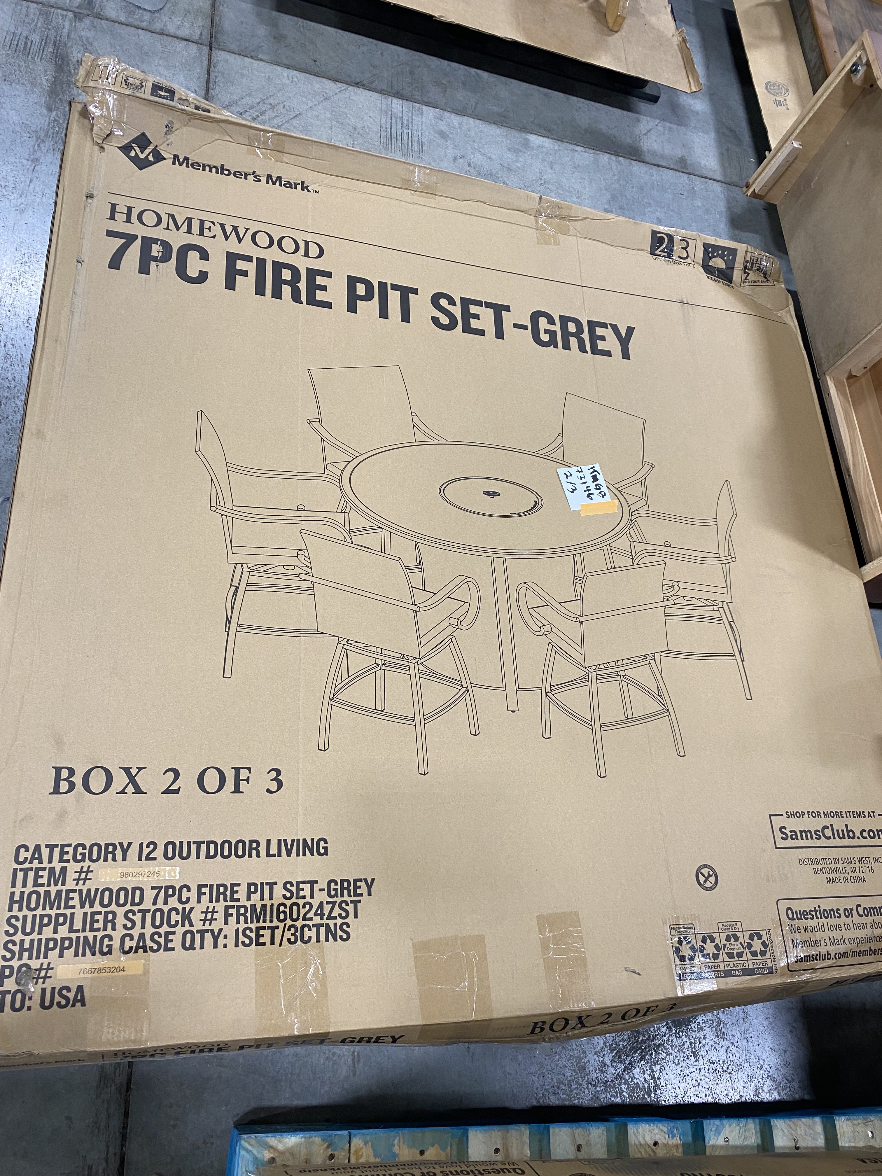 Member's Mark "Homewood" 7-Piece Counter-Height Fire Pit Set