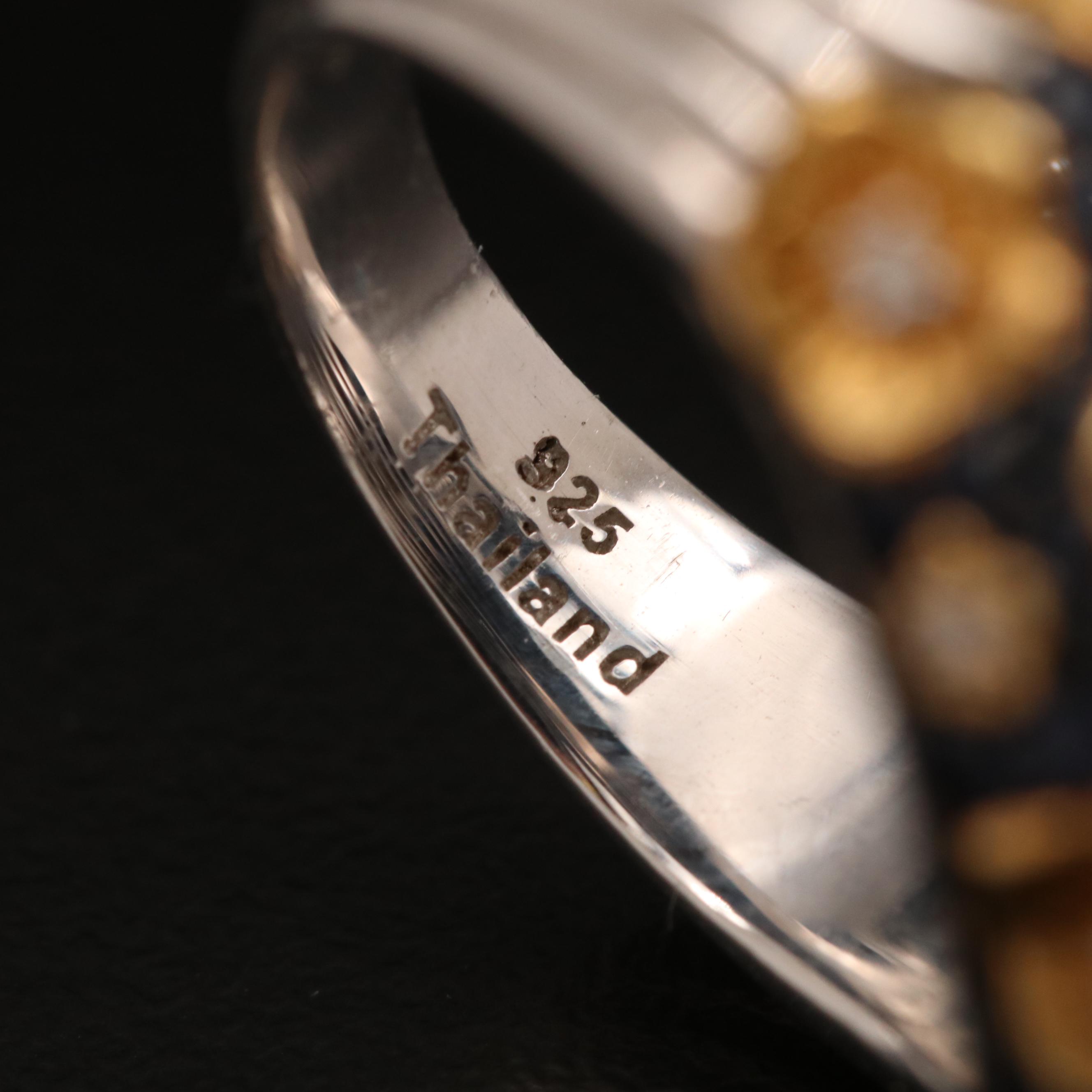 Steven Dweck Sterling Diamond and Pavé Sapphire Floral Ring