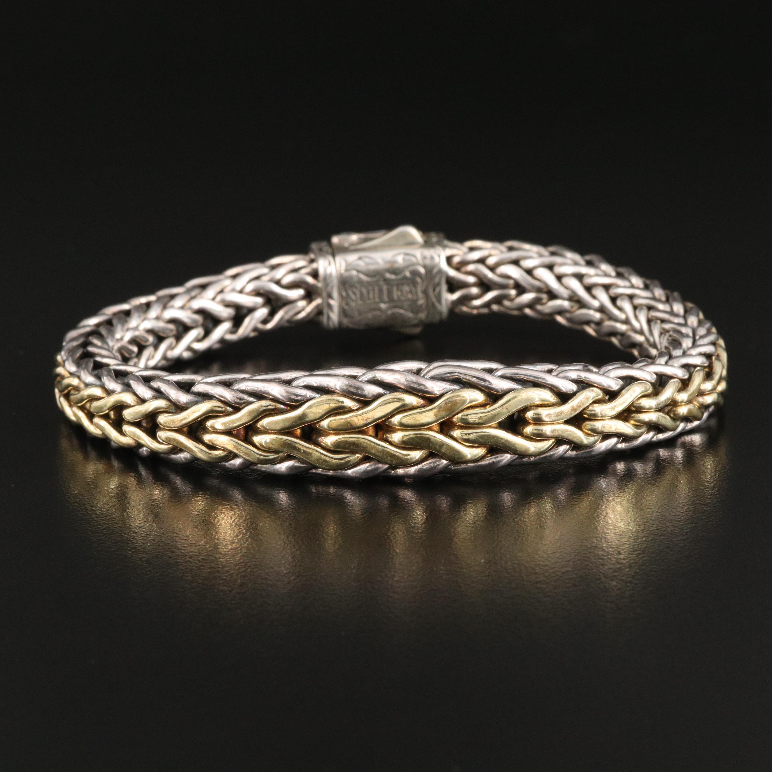 Scott Kay Sterling Foxtail Bracelet with 18K Accents