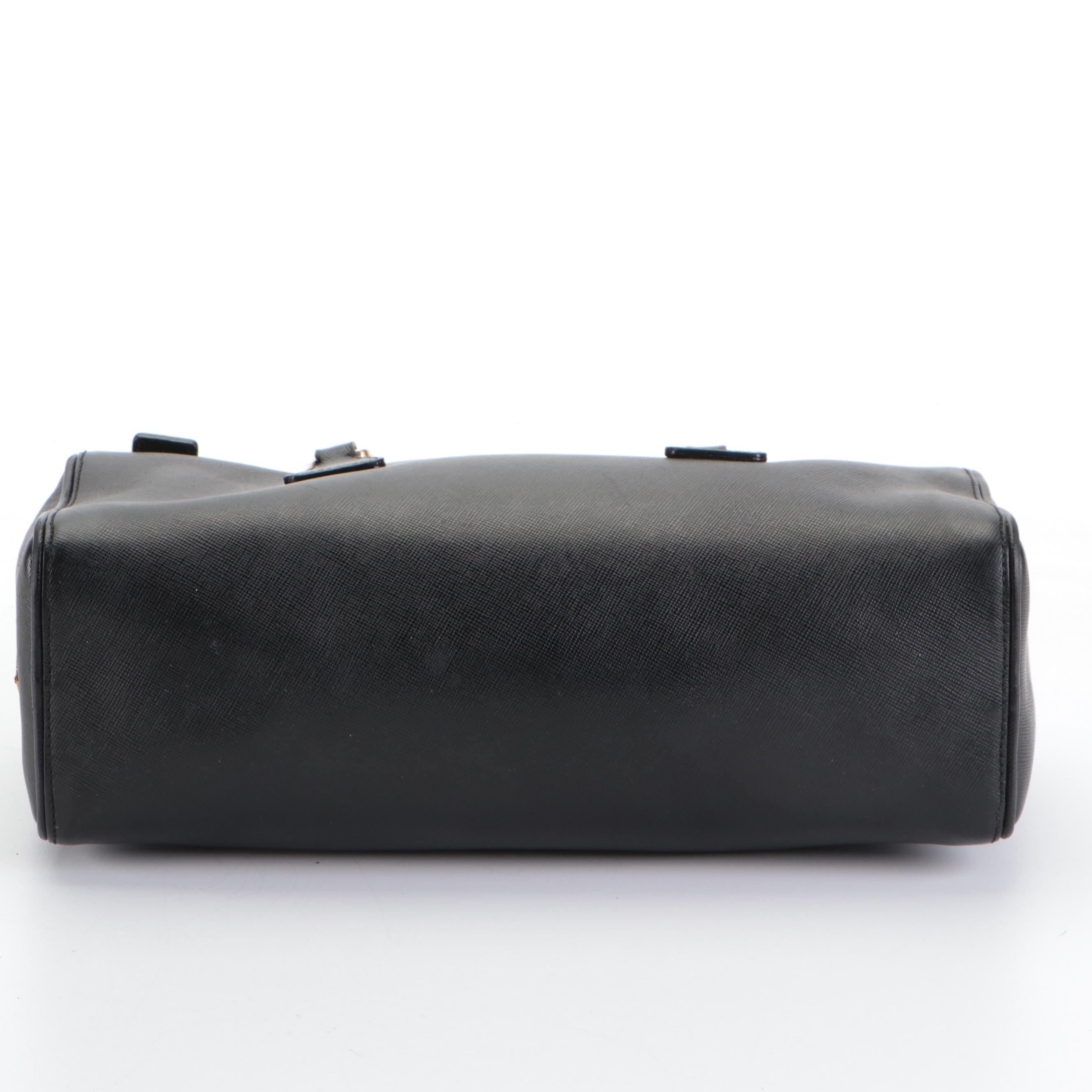 Prada Bauletto Bag in Black Saffiano Leather