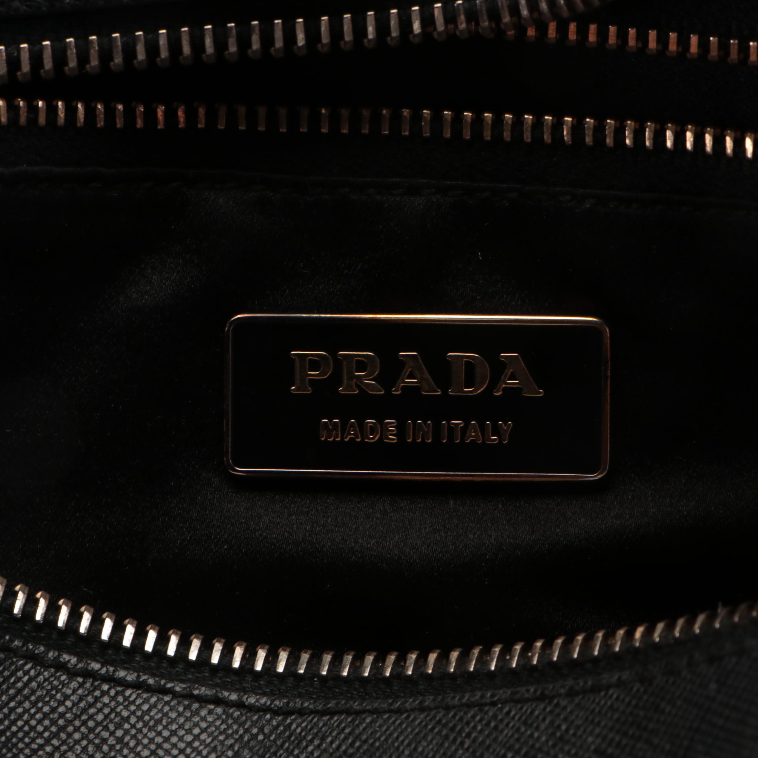 Prada Bauletto Bag in Black Saffiano Leather