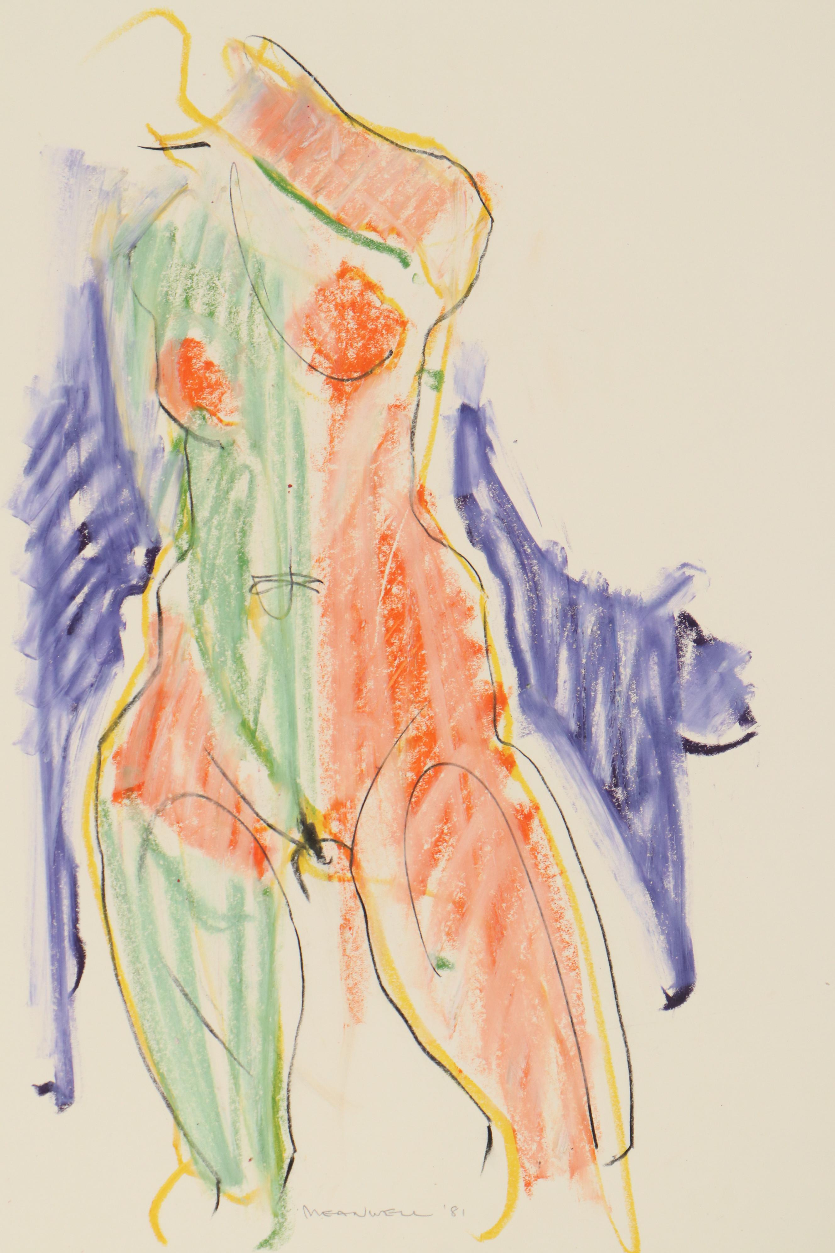 Jack Meanwell Expressionist Style Figure Drawing, 1981