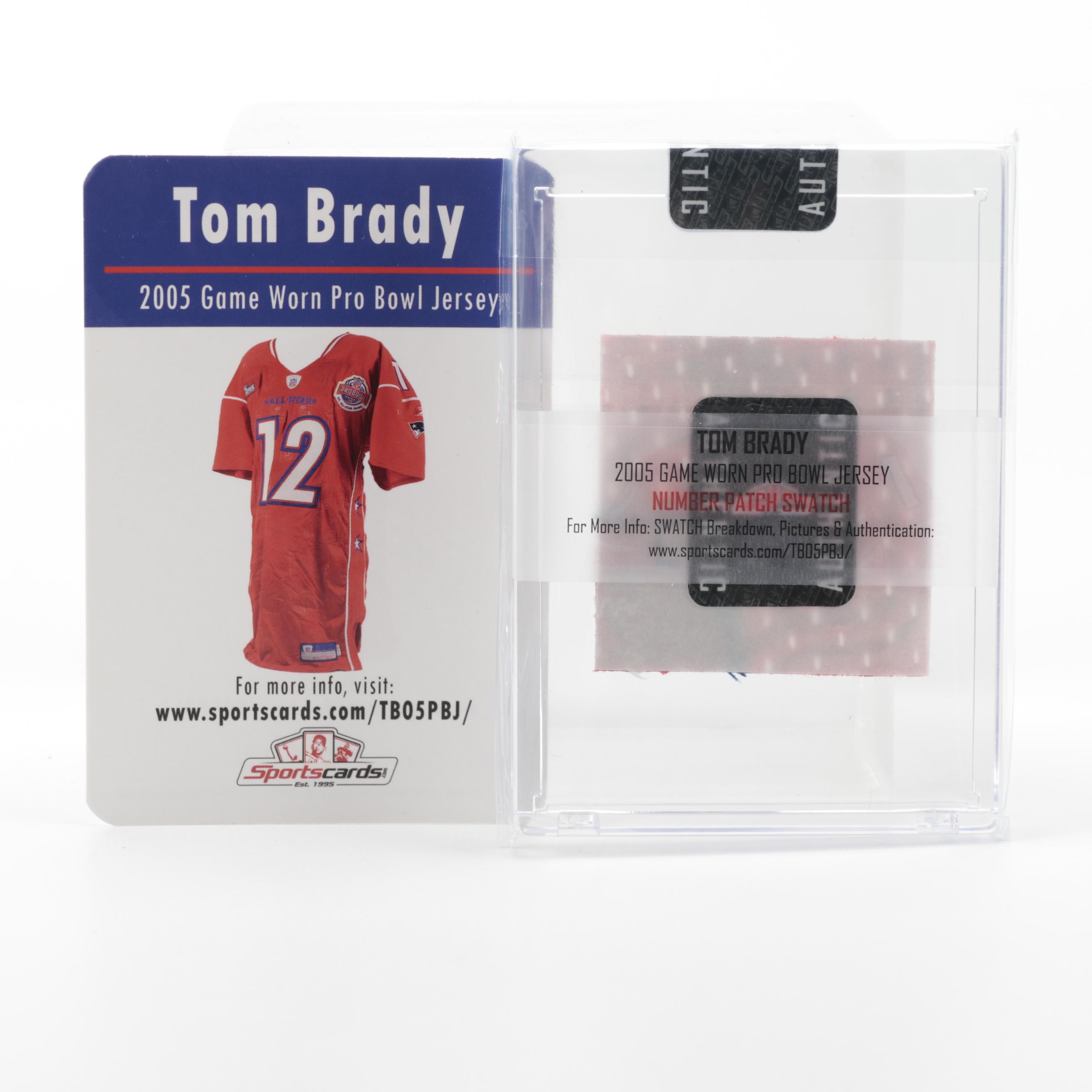 2000 Brett Favre and 2005 Tom Brady Game Jersey Swatch Cards in Packaging, COAs