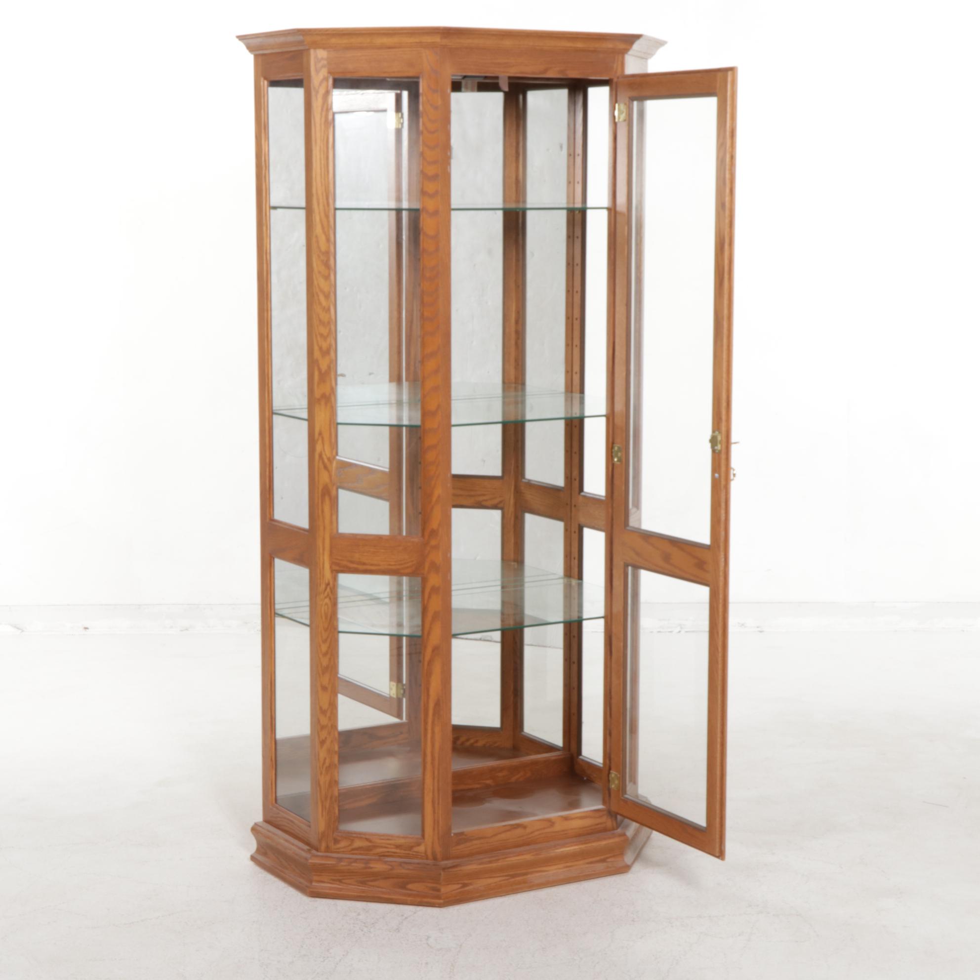 Amish Oak Illuminated Display Cabinet