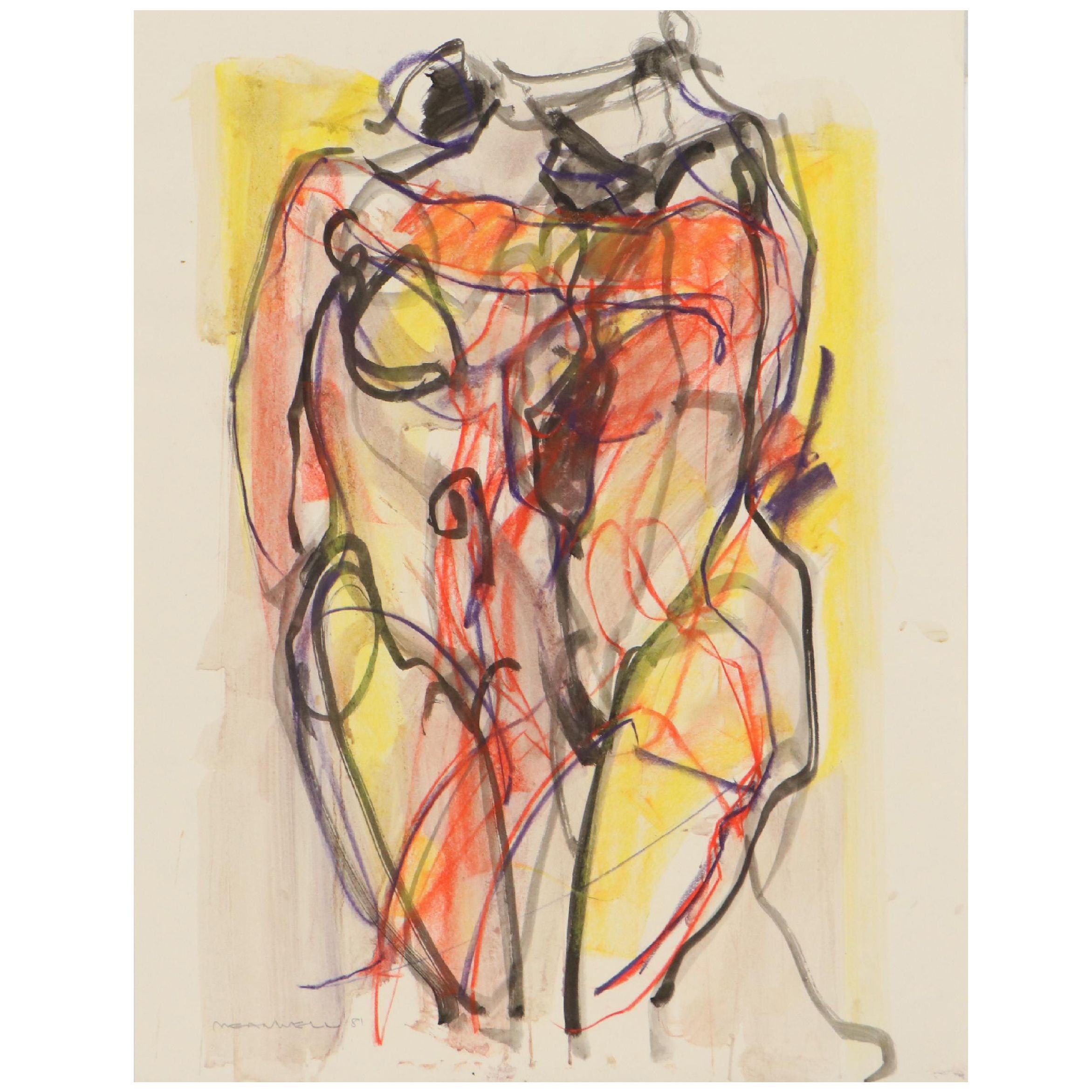 Jack Meanwell Expressionist Figure Drawing, 1981