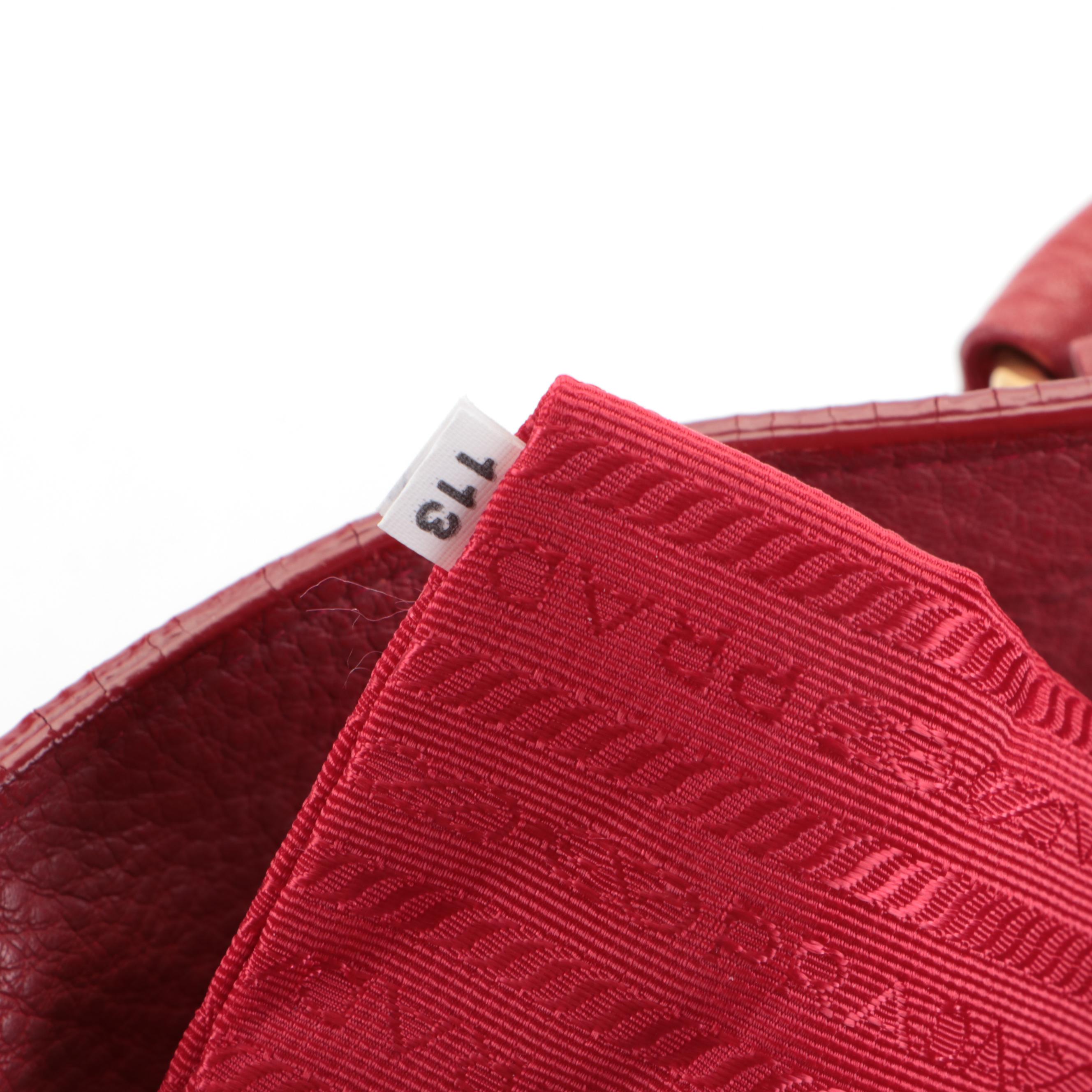 Prada Convertible Tote Bag in Rosso Vitello Daino Leather