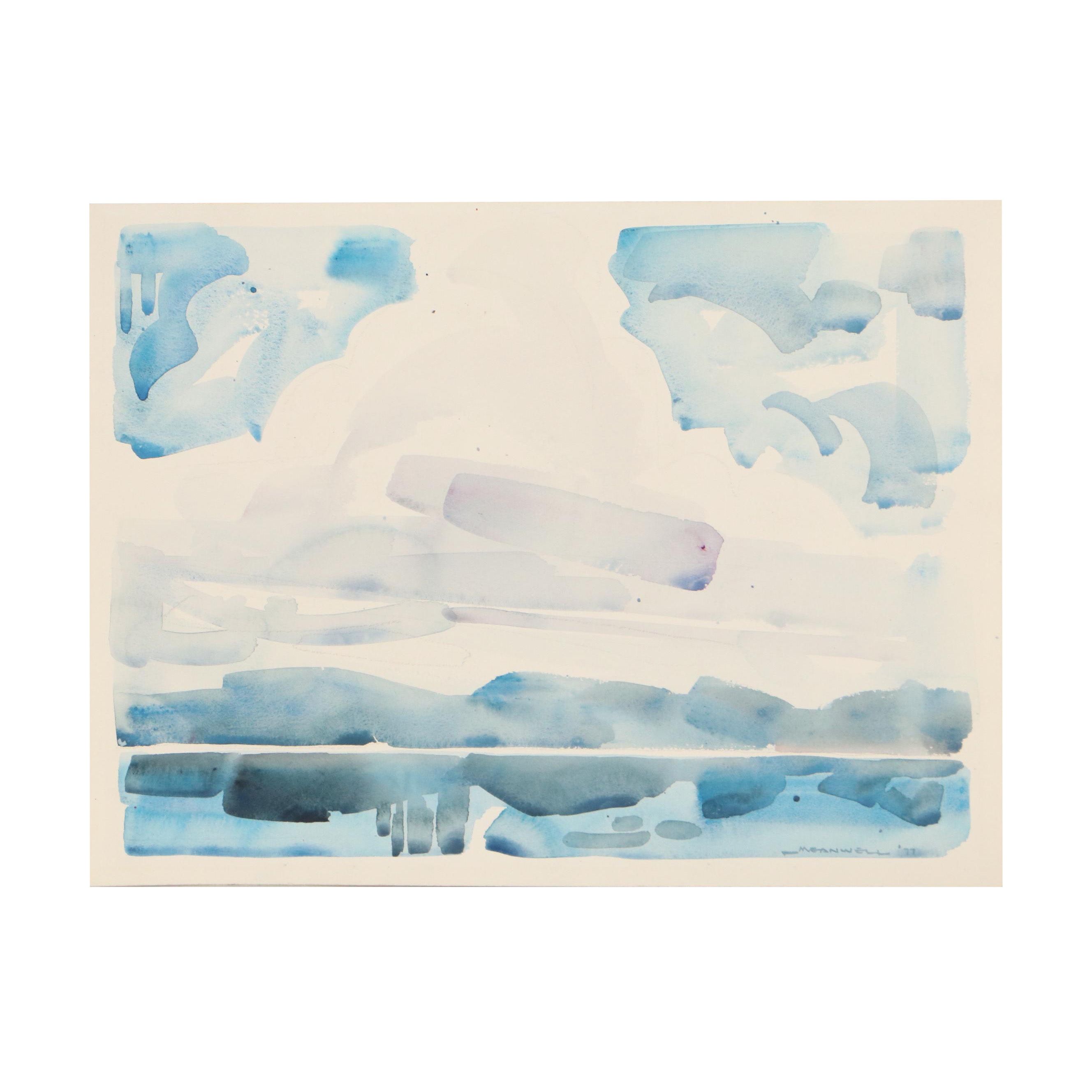 Jack Meanwell Expressionist Landscape Watercolor, 1977