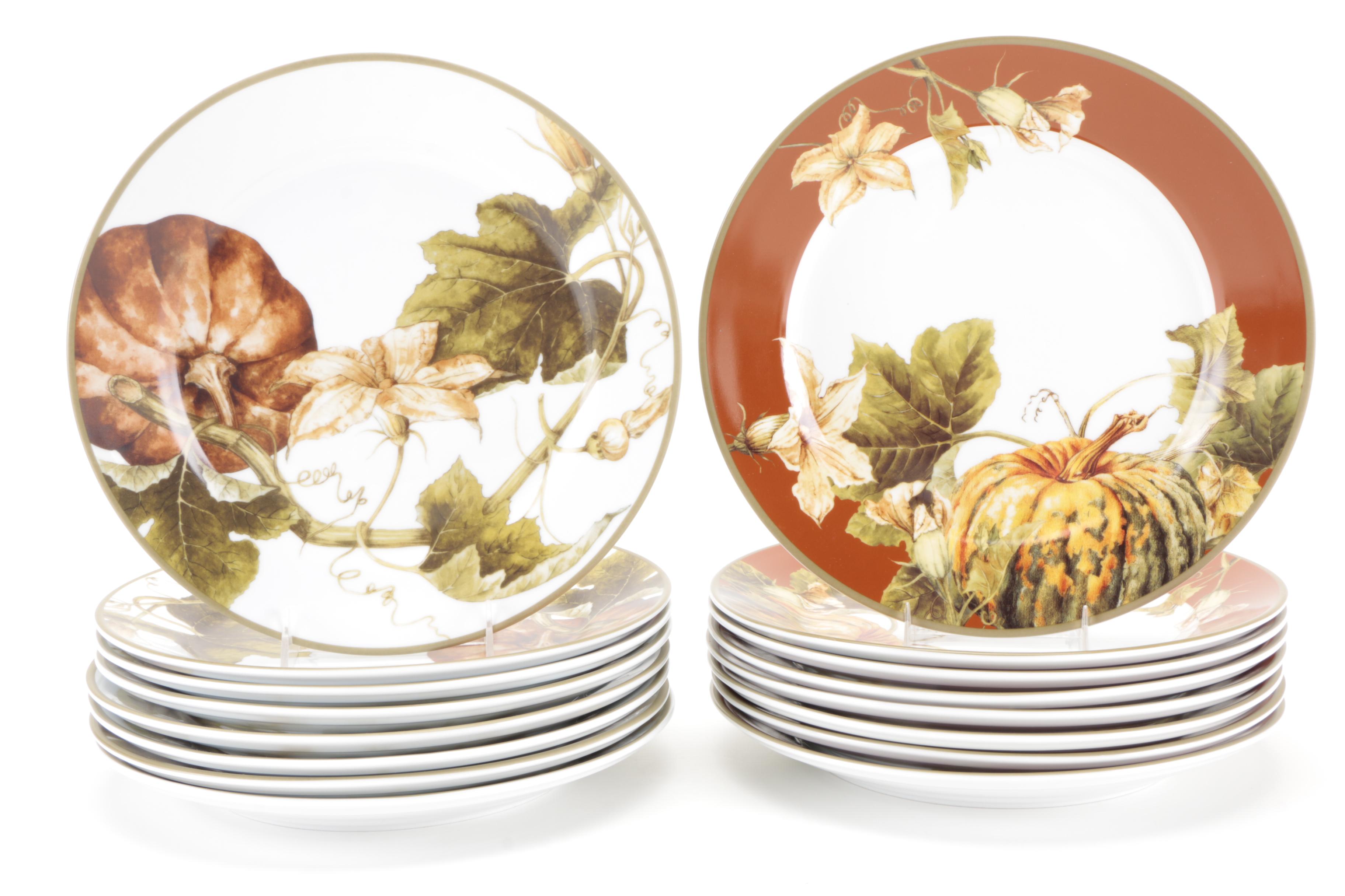 Williams-Sonoma "Botanical Pumpkin" Porcelain Dinnerware and Bowl