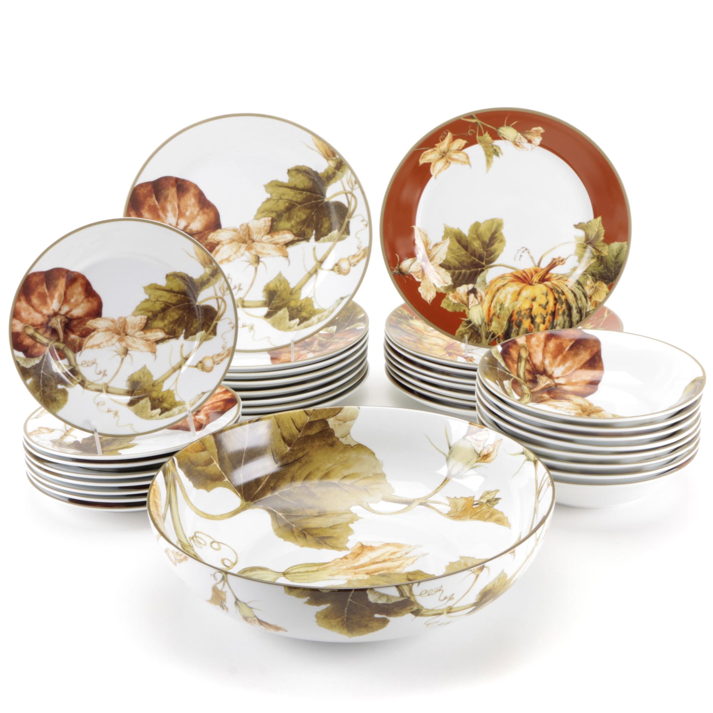 Williams-Sonoma "Botanical Pumpkin" Porcelain Dinnerware and Bowl