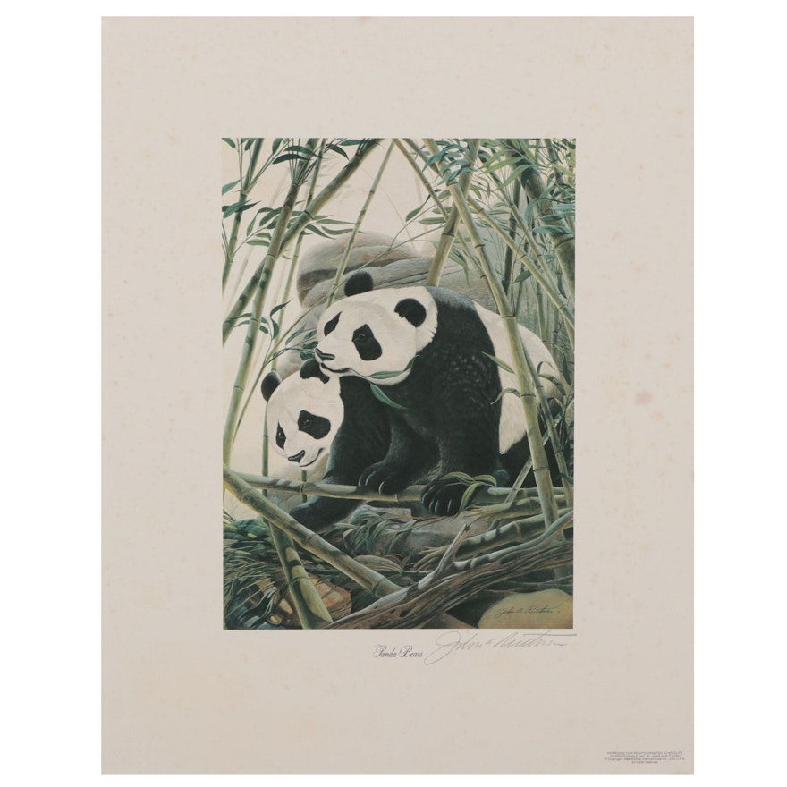 John Ruthven Offset Lithograph "Panda Bears," 1988